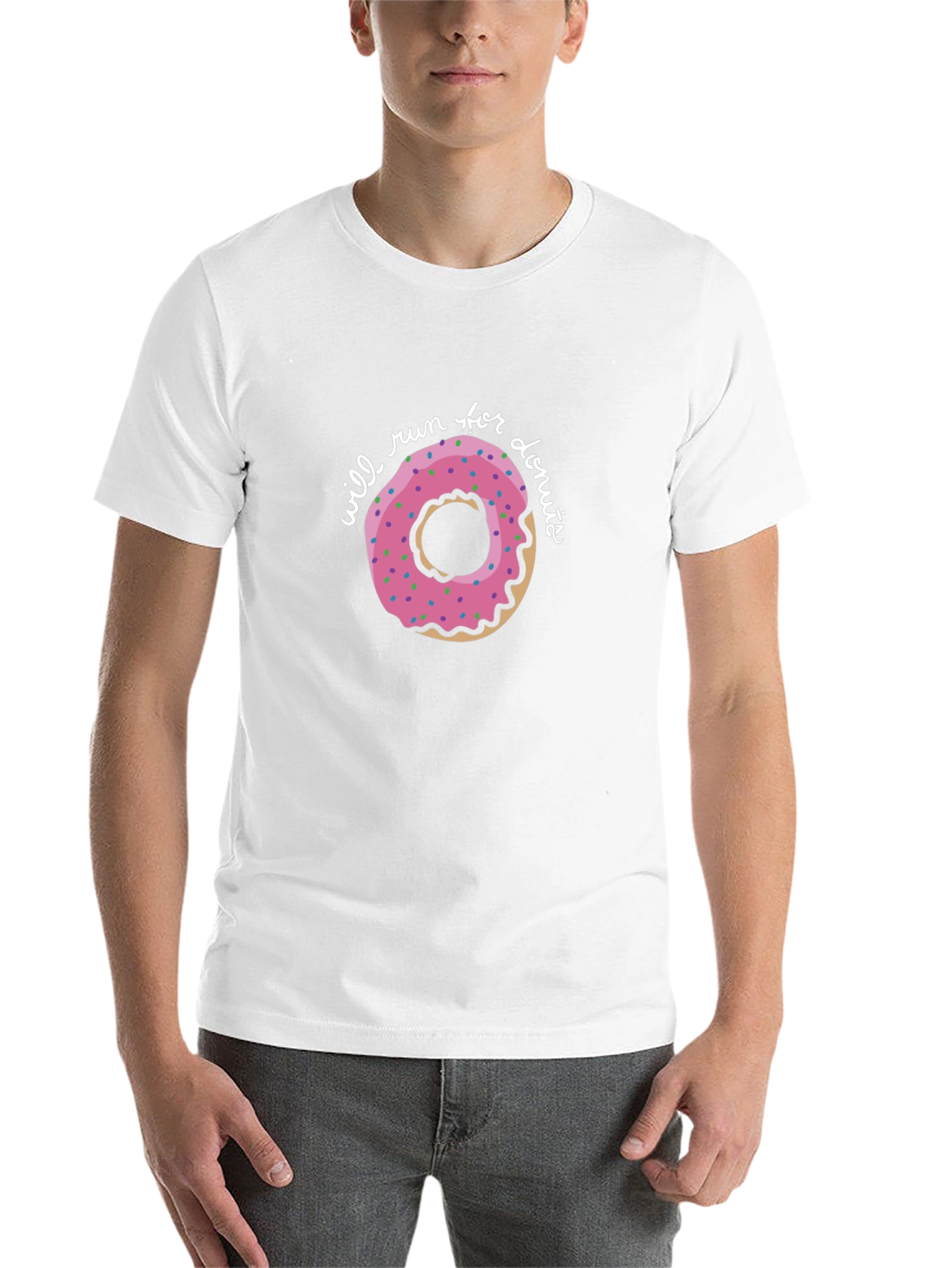 Black Will Run For Donuts T-Shirt - Casual Cotton Tee view 14