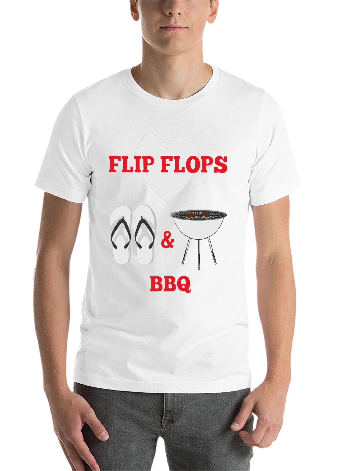 Black Flip Flops Heart BBQ T-Shirt view 14