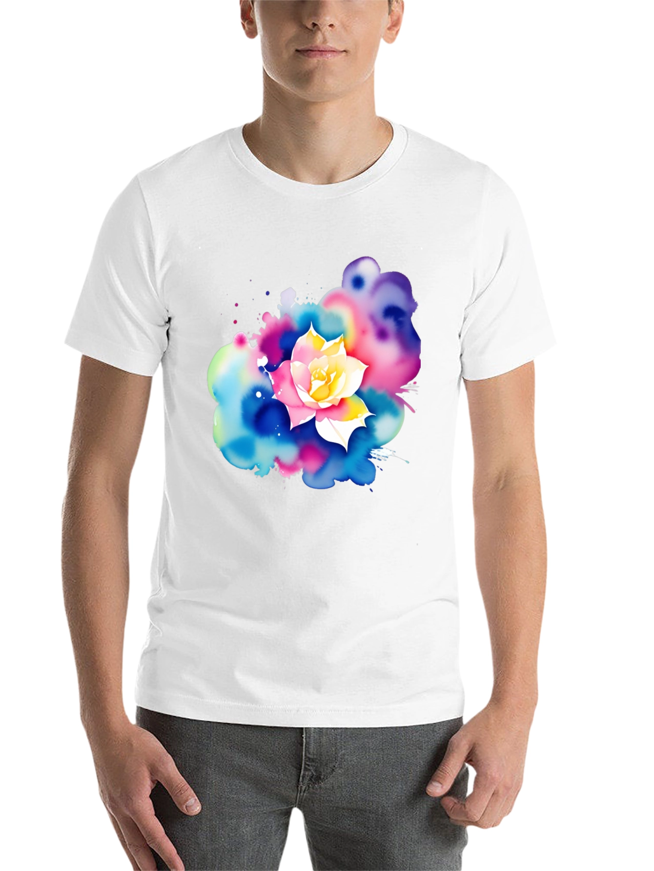 Black Watercolor Flower Graphic T-Shirt view 14