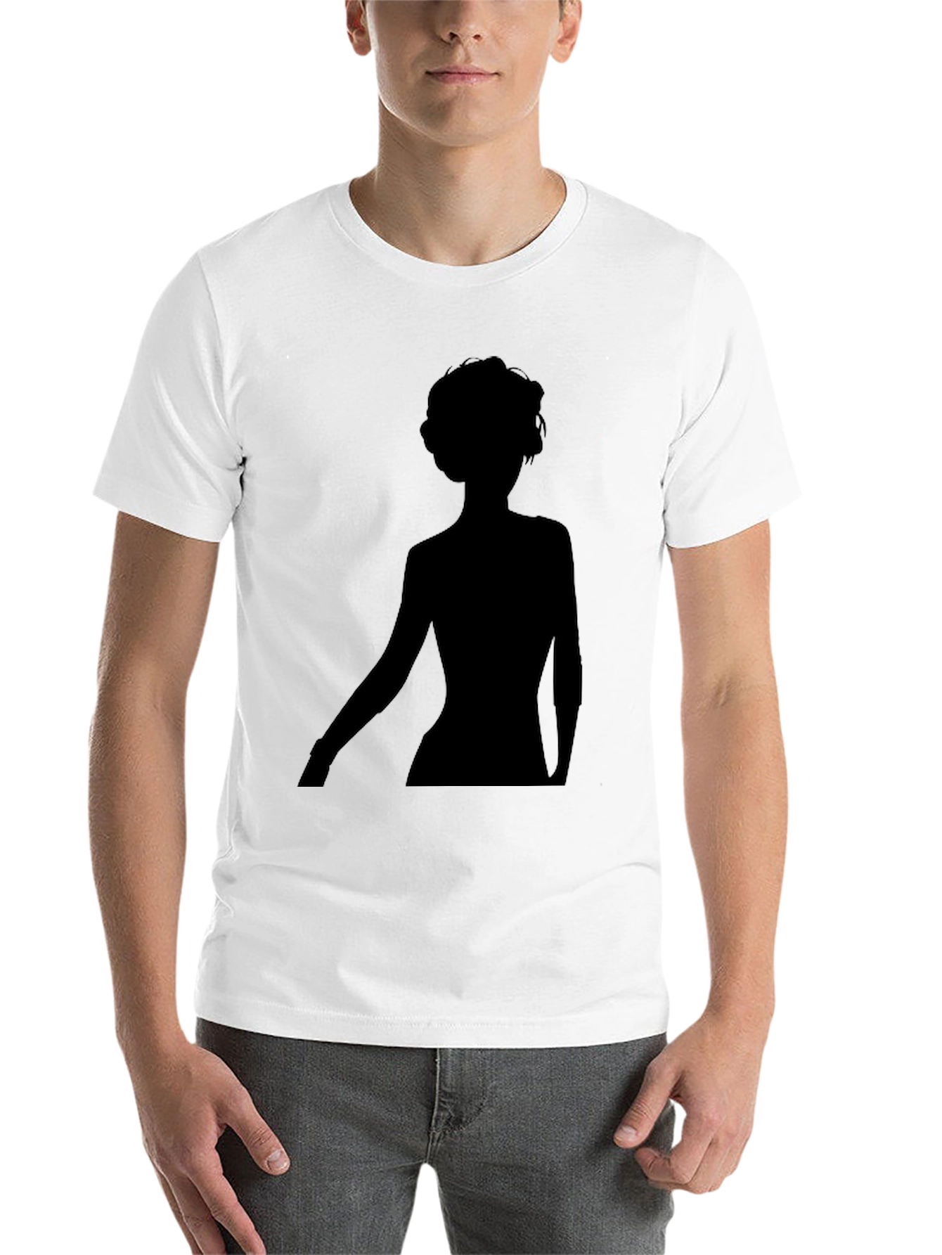 Black Silhouette Woman Black T-Shirt - Modern Casual Tee view 14