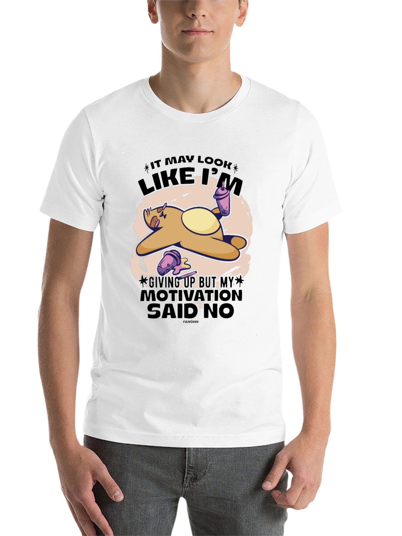 Black Funny Sloth Motivation T-Shirt view 14