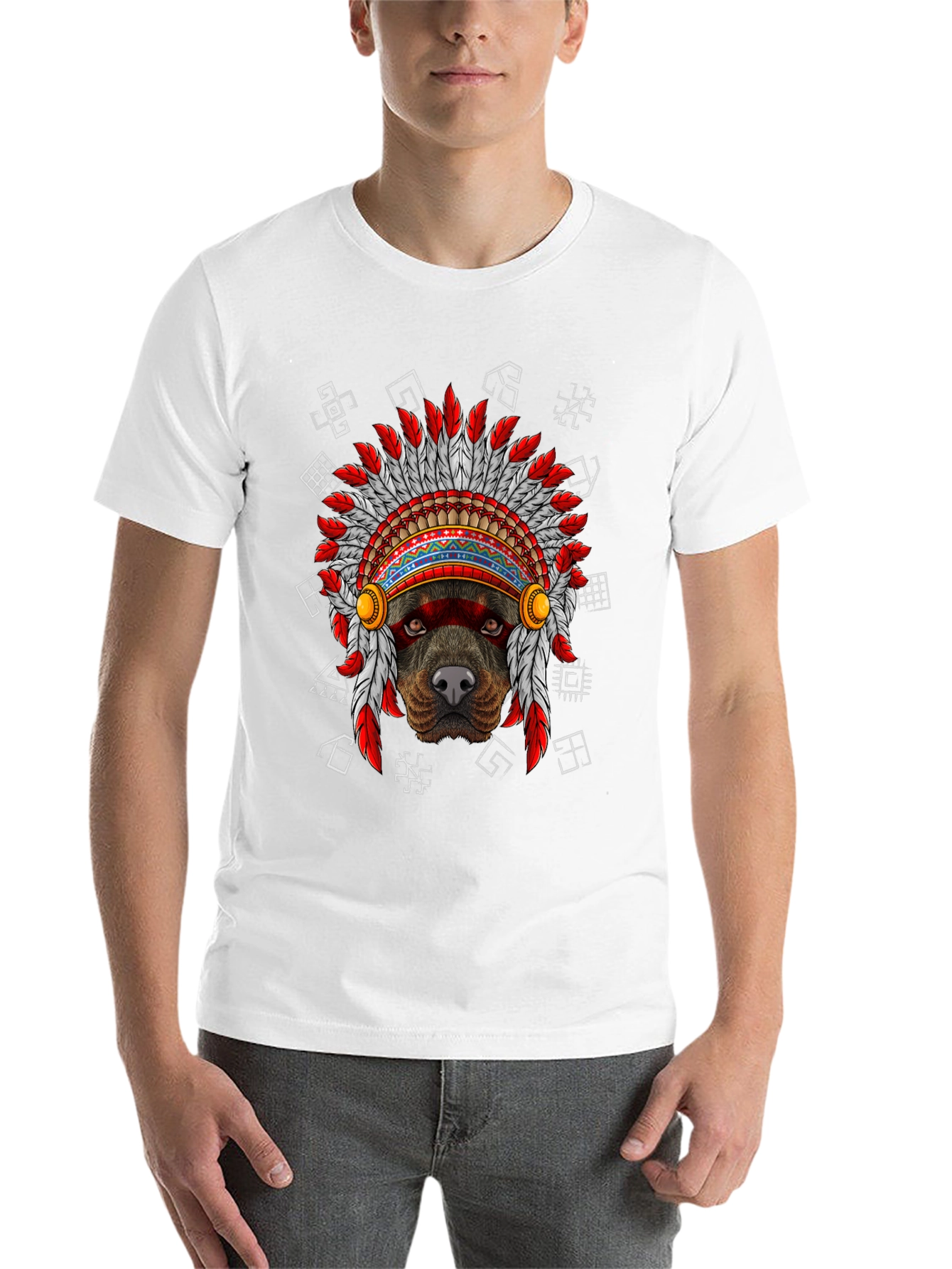 Black Dog in Headdress Graphic Tee - Novelty Dog Lover Shirt view 14