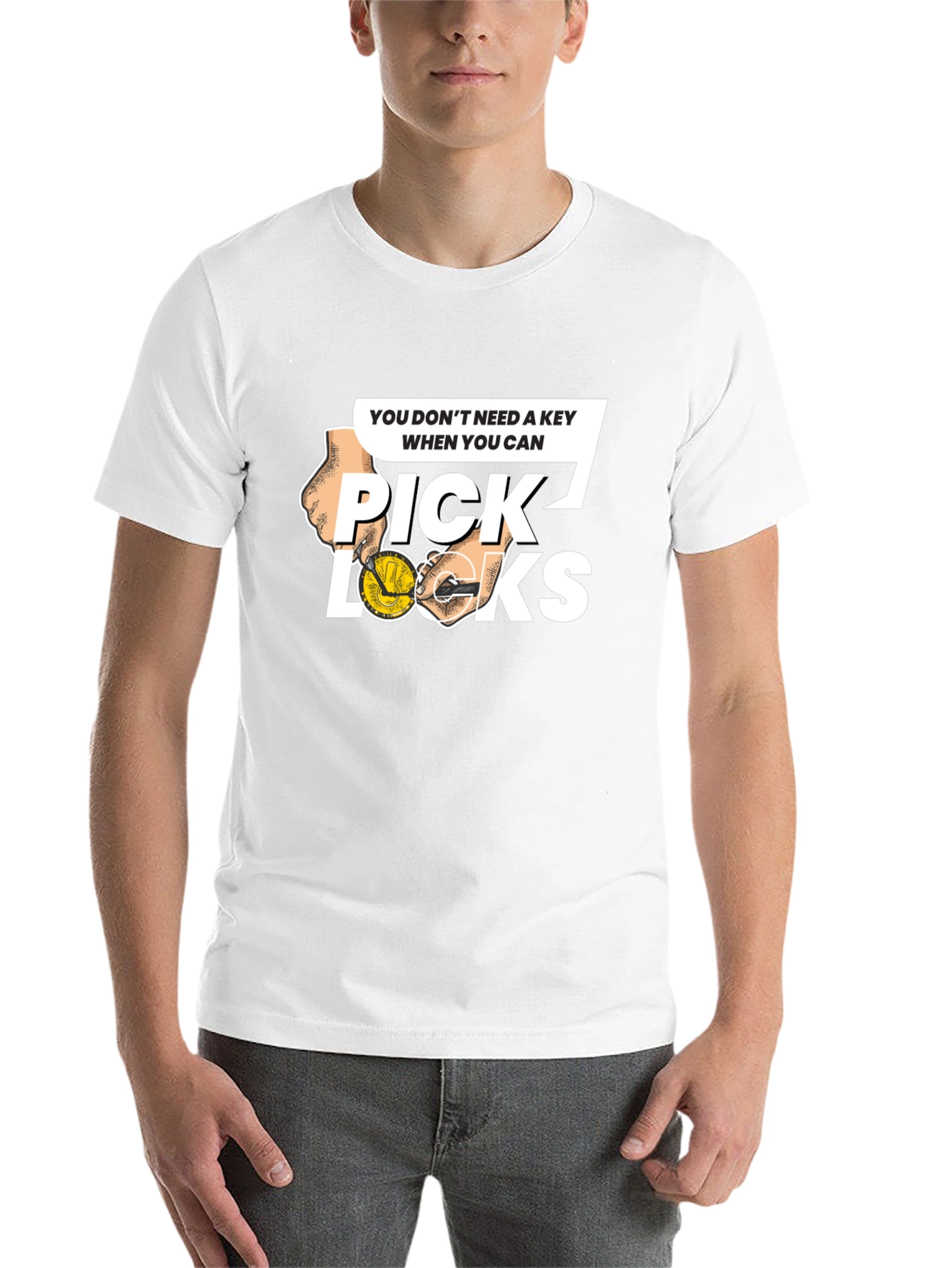 Black Pick Locks Graphic Tee - Locksmith Humor T-Shirt view 14