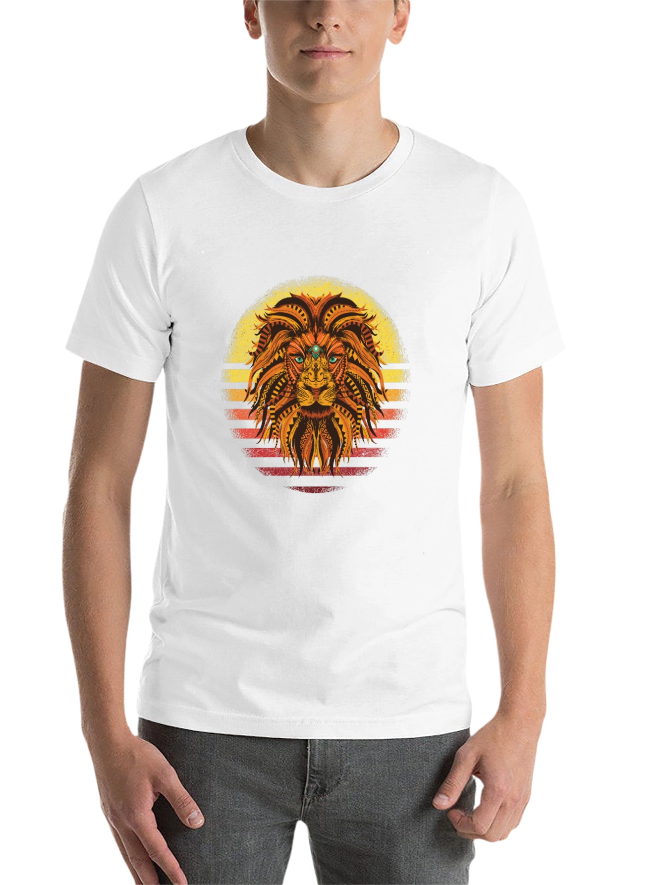 Black Tribal Lion Graphic Tee - Sunset Style view 14