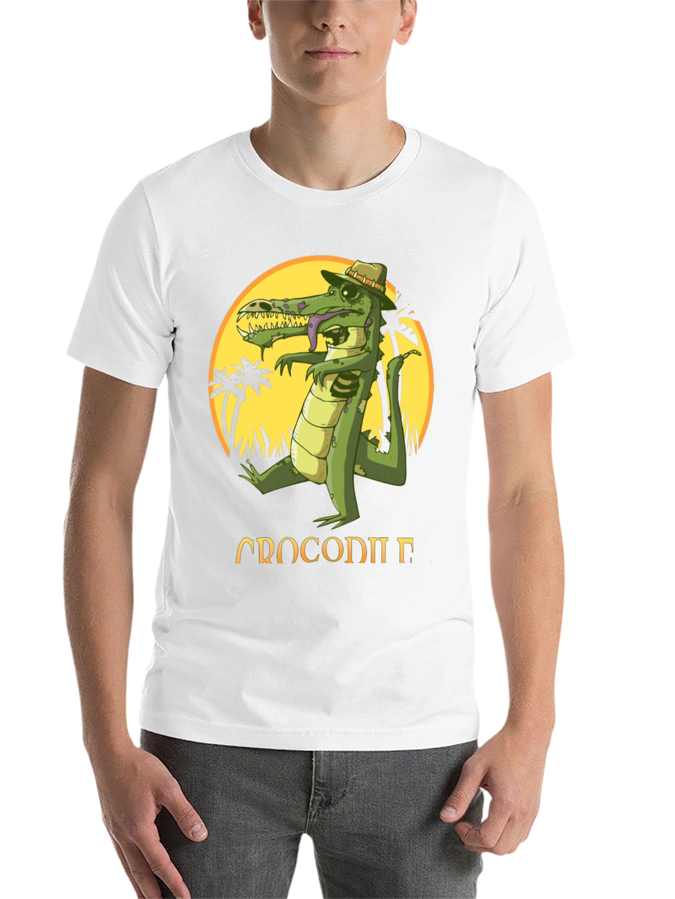 Black Cool Crocodile Cartoon Graphic T-Shirt view 14