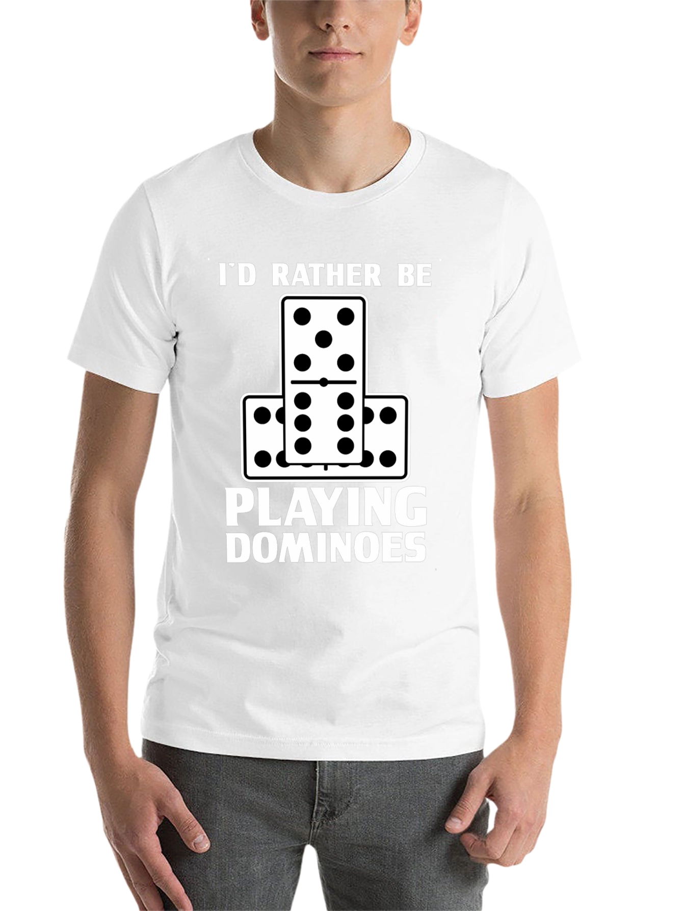 Black I'd Rather Be Playing Dominoes T-Shirt view 14