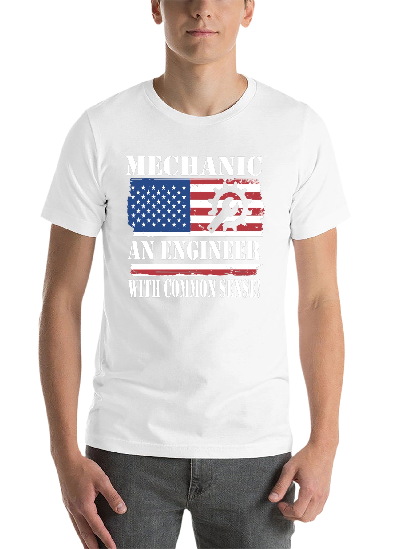 Black Mechanic Engineer Common Sense USA Flag Patriotic T-Shirt view 14