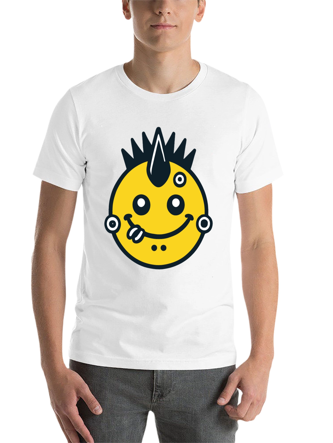 Black Funky Emoji Graphic Tee - Black Cotton T-Shirt view 14