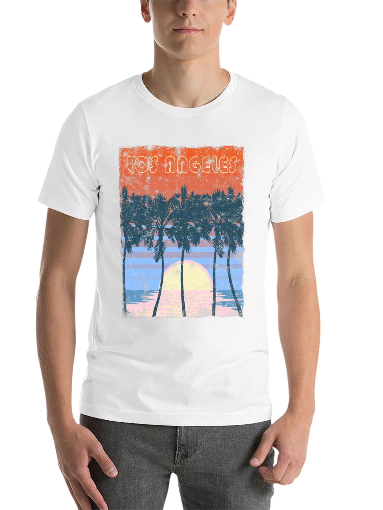 Black Los Angeles Sunset Palm Tree Graphic T-Shirt view 14