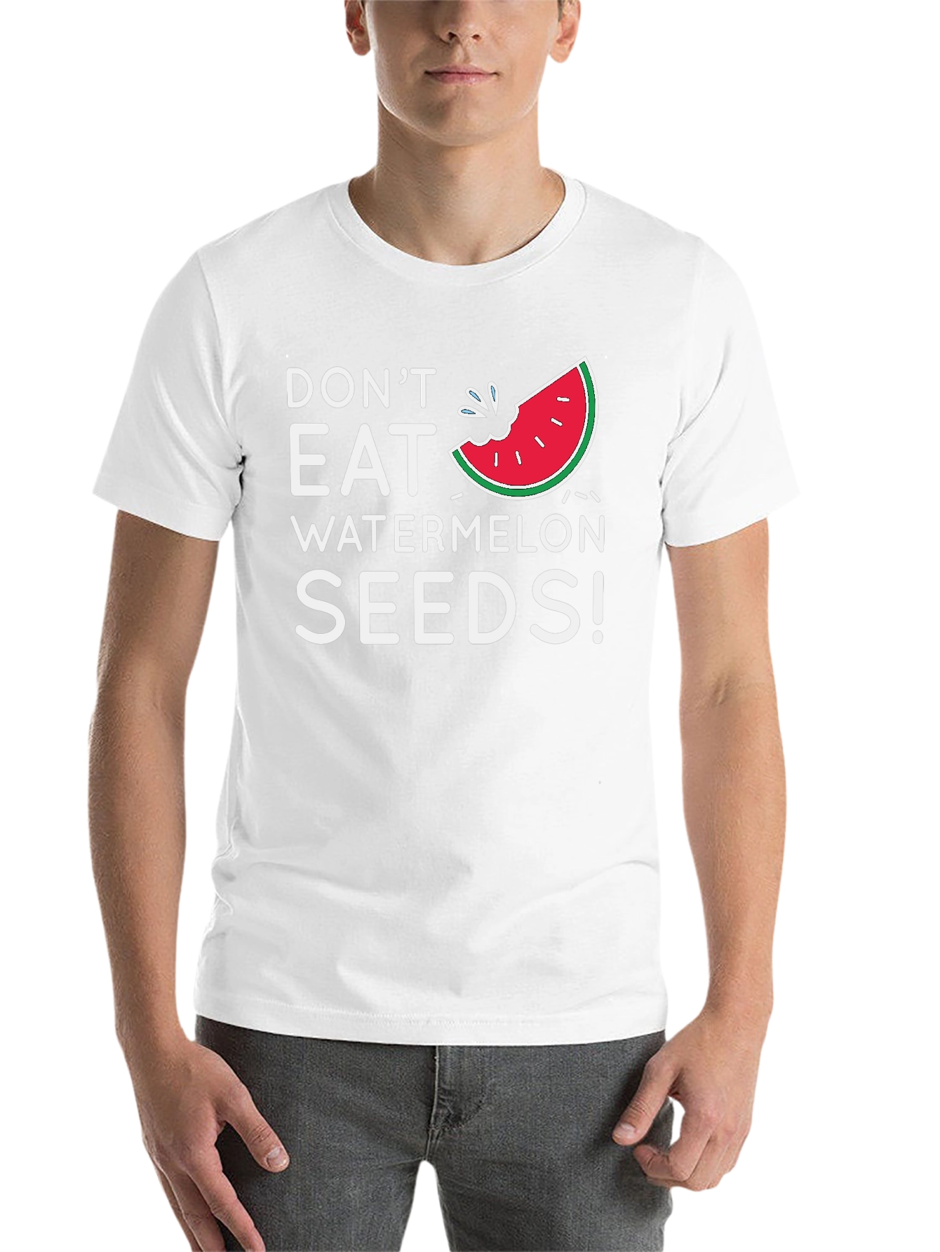 Black Funny "Don't Eat Watermelon Seeds!" Graphic Tee view 14