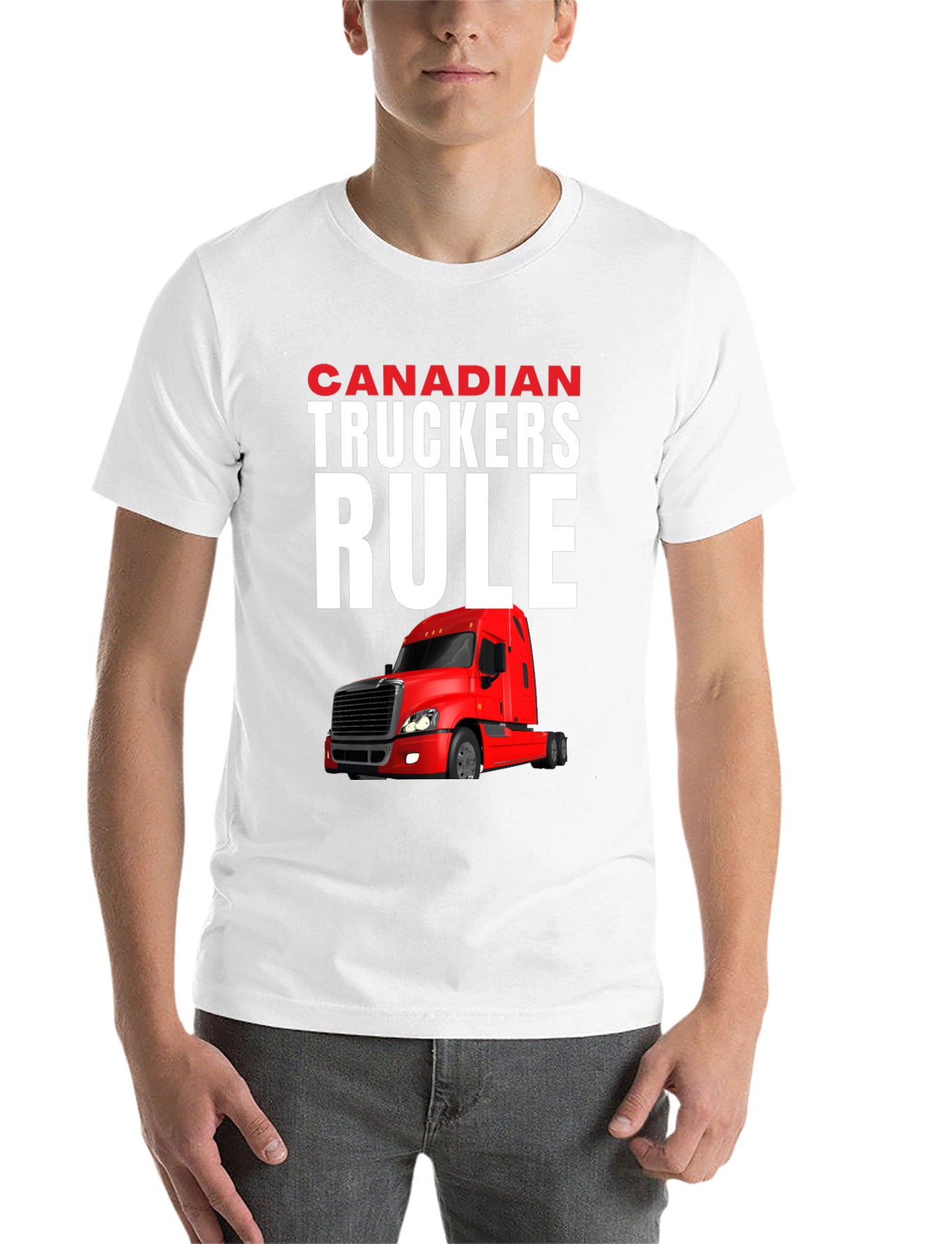 Black Canadian Truckers Rule Graphic T-Shirt view 14