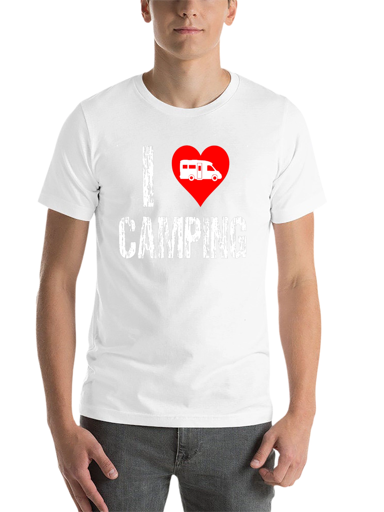 Black I Love Camping T-Shirt - Camper Van Heart view 14