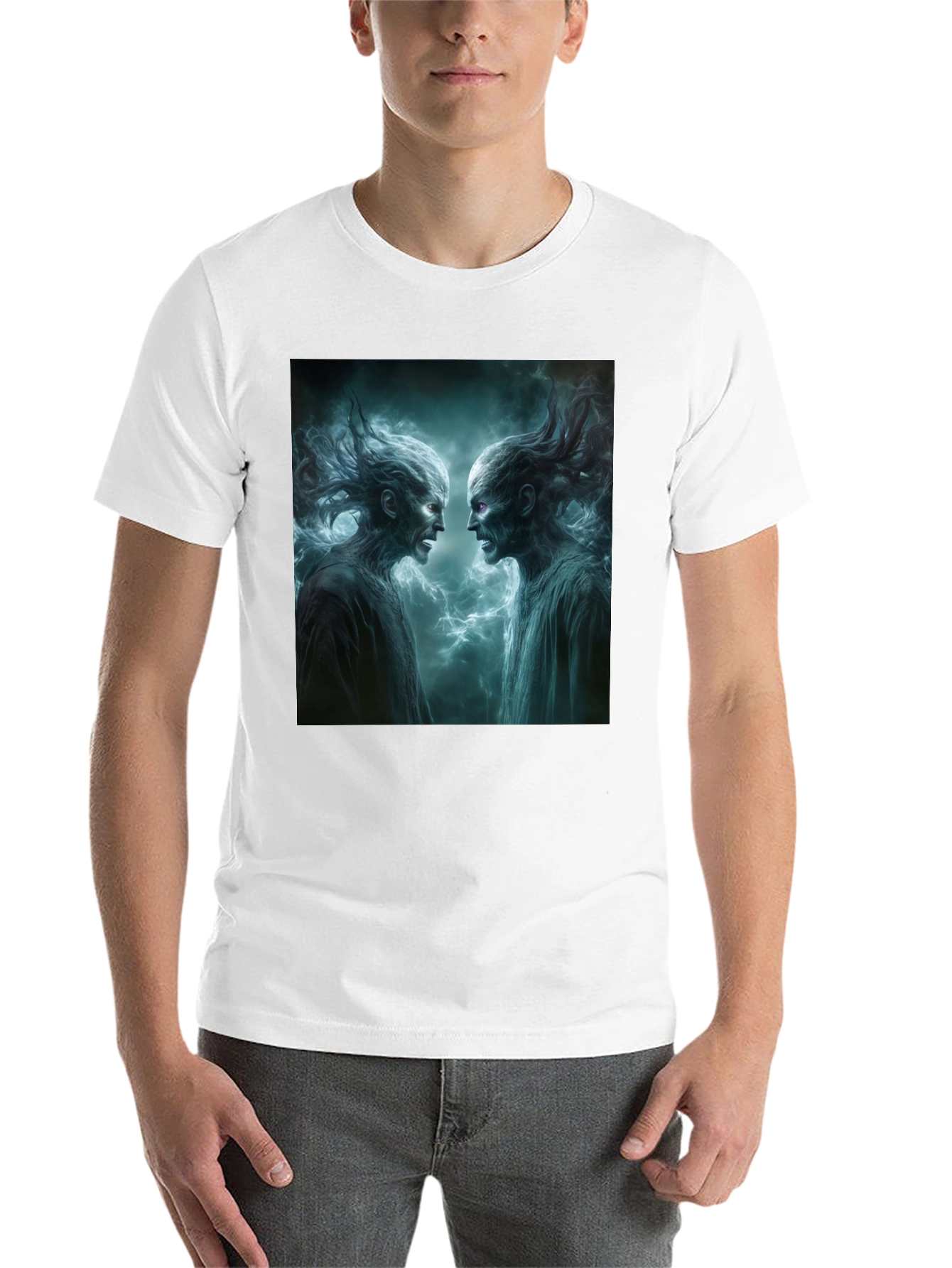 Black Black T-Shirt with Ghostly Spirits Graphic view 14
