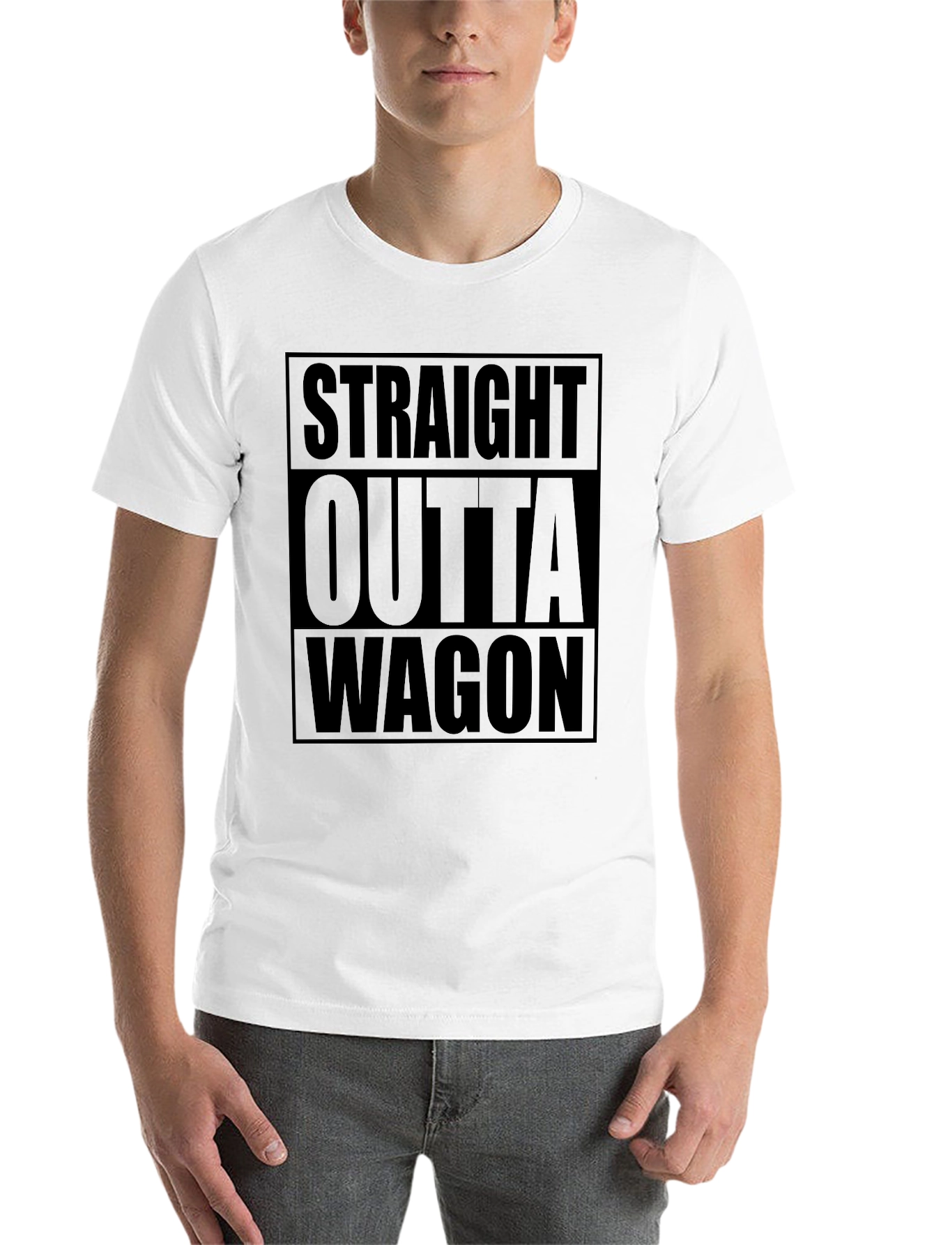 Black Straight Outta Wagon - Novelty Graphic Tee view 14