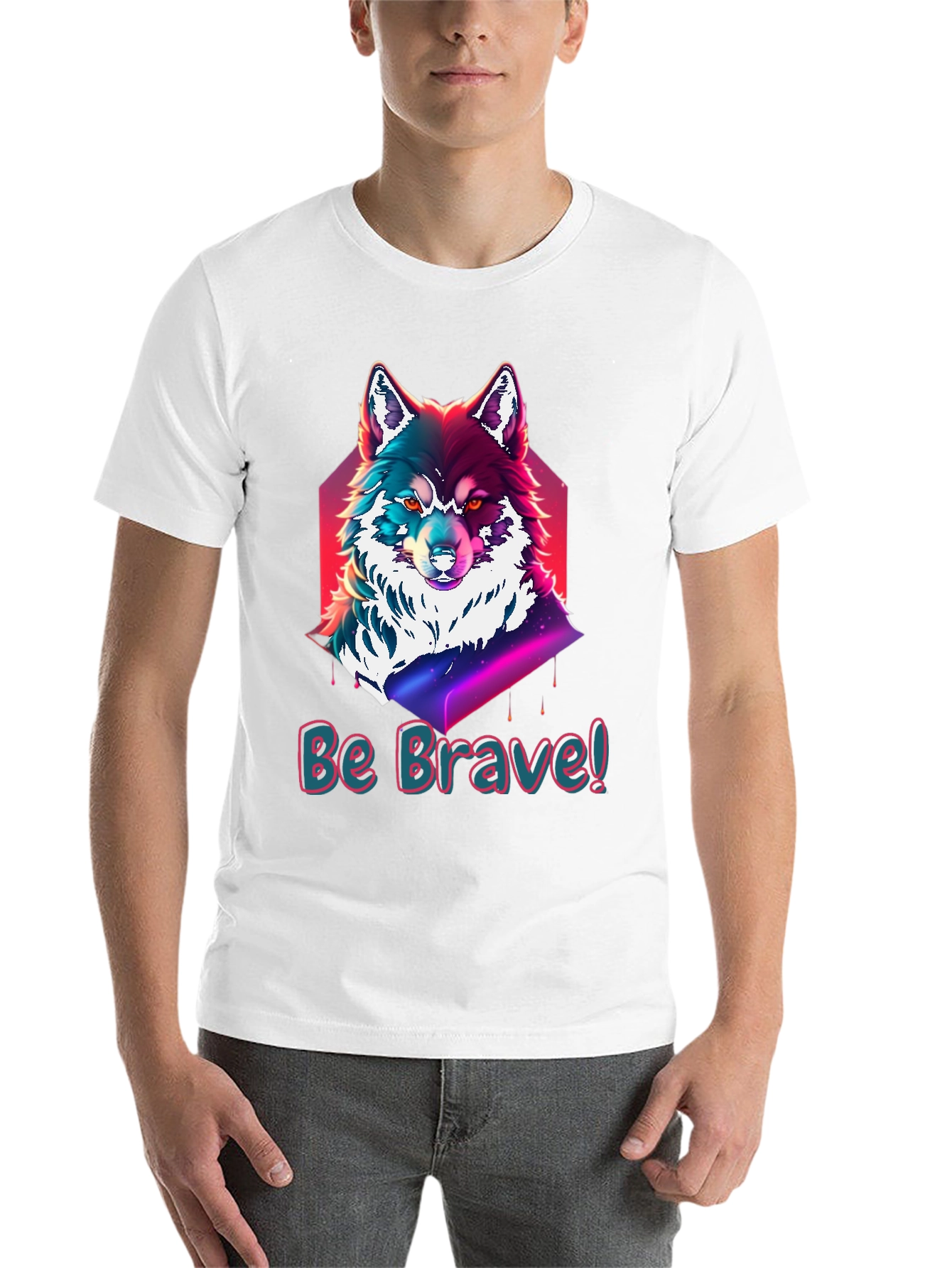 Black Be Brave Wolf Graphic Tee - Soft Cotton Comfort view 14