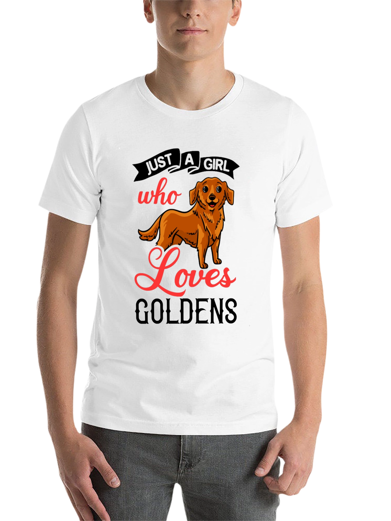 Black Golden Retriever Lover T-Shirt - "Just a Girl Who Loves Goldens" view 14