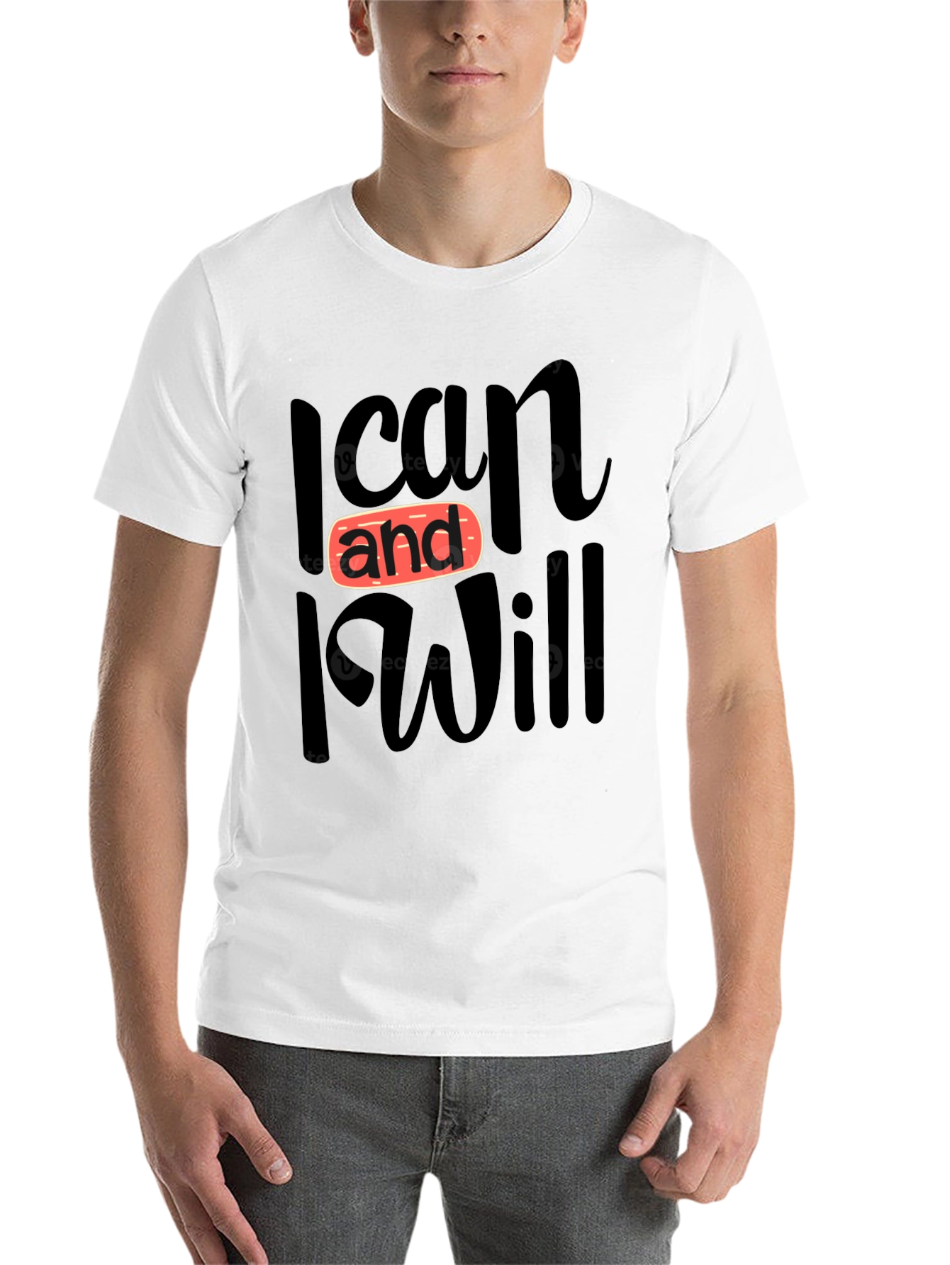 Black I Can and I Will T-Shirt - Black, Graphic Tee view 14
