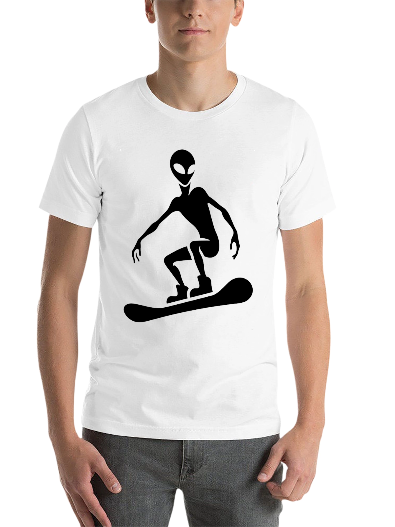 Black Alien Snowboarding Graphic Tee - Black Cotton Comfort view 14