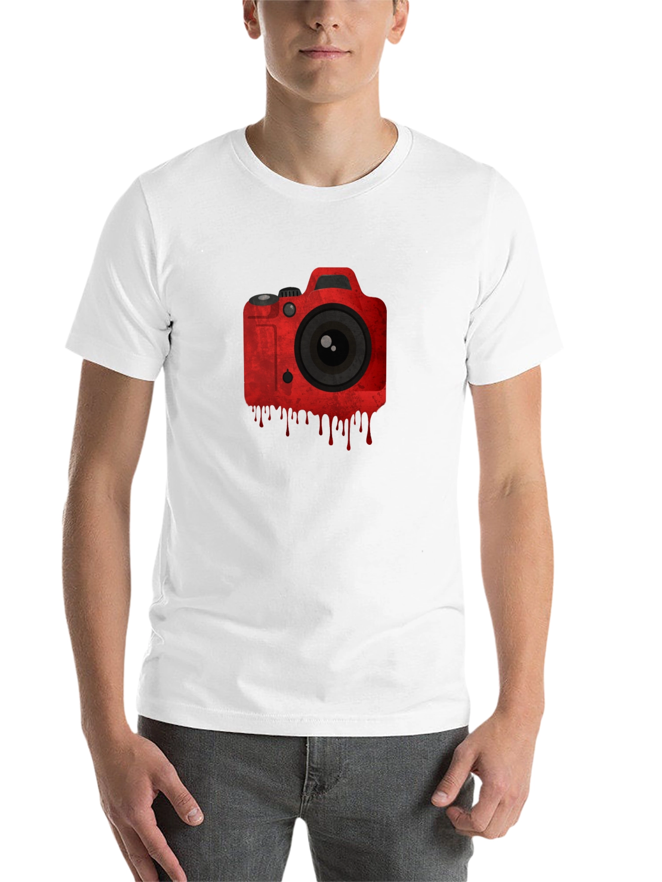 Black Red Camera Graphic Black T-Shirt view 14