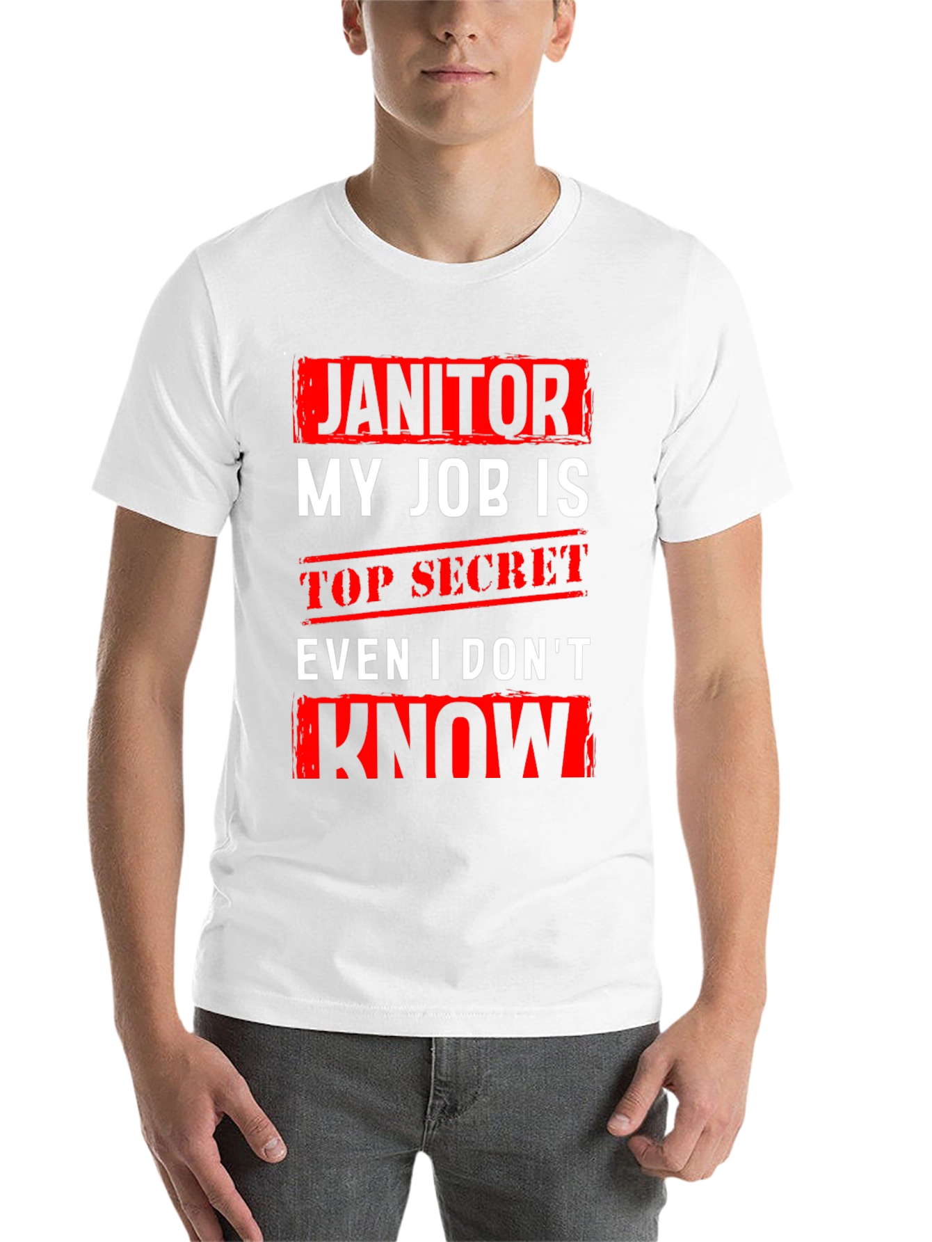 Black Janitor Top Secret Job T-Shirt view 14