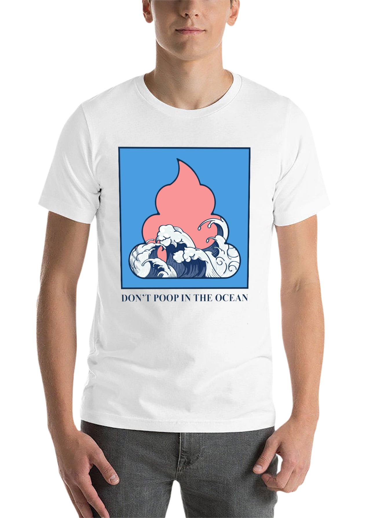Black Ocean Humor Tee - "Don't Poop in the Ocean" T-Shirt view 14