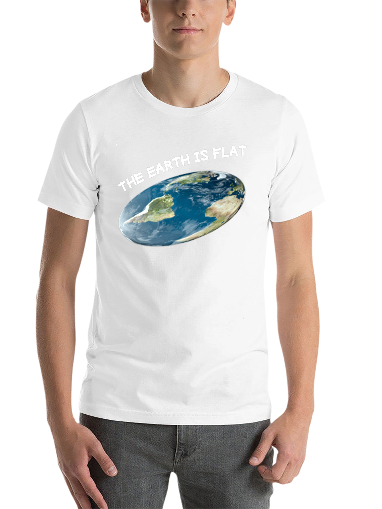 Black Flat Earth T-Shirt: Novelty Graphic Tee view 14