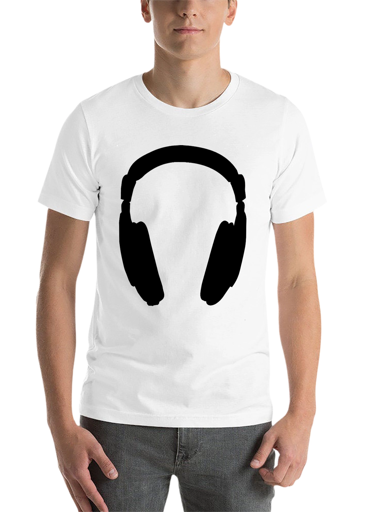Black Headphone Graphic Tee - Black Unisex T-Shirt view 14