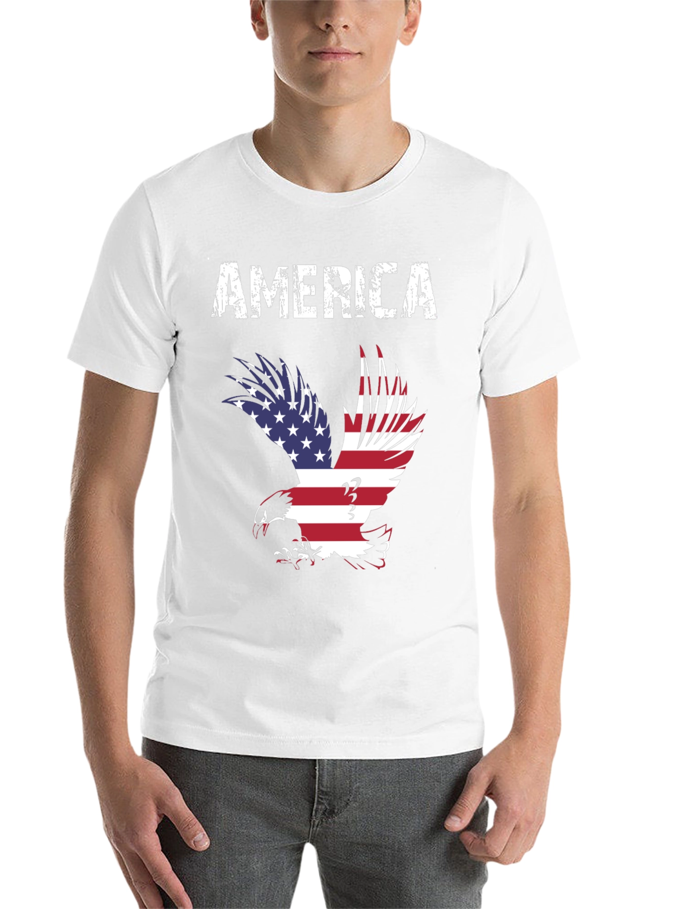 Black America Eagle Graphic Tee - Patriotic USA Flag T-Shirt view 14