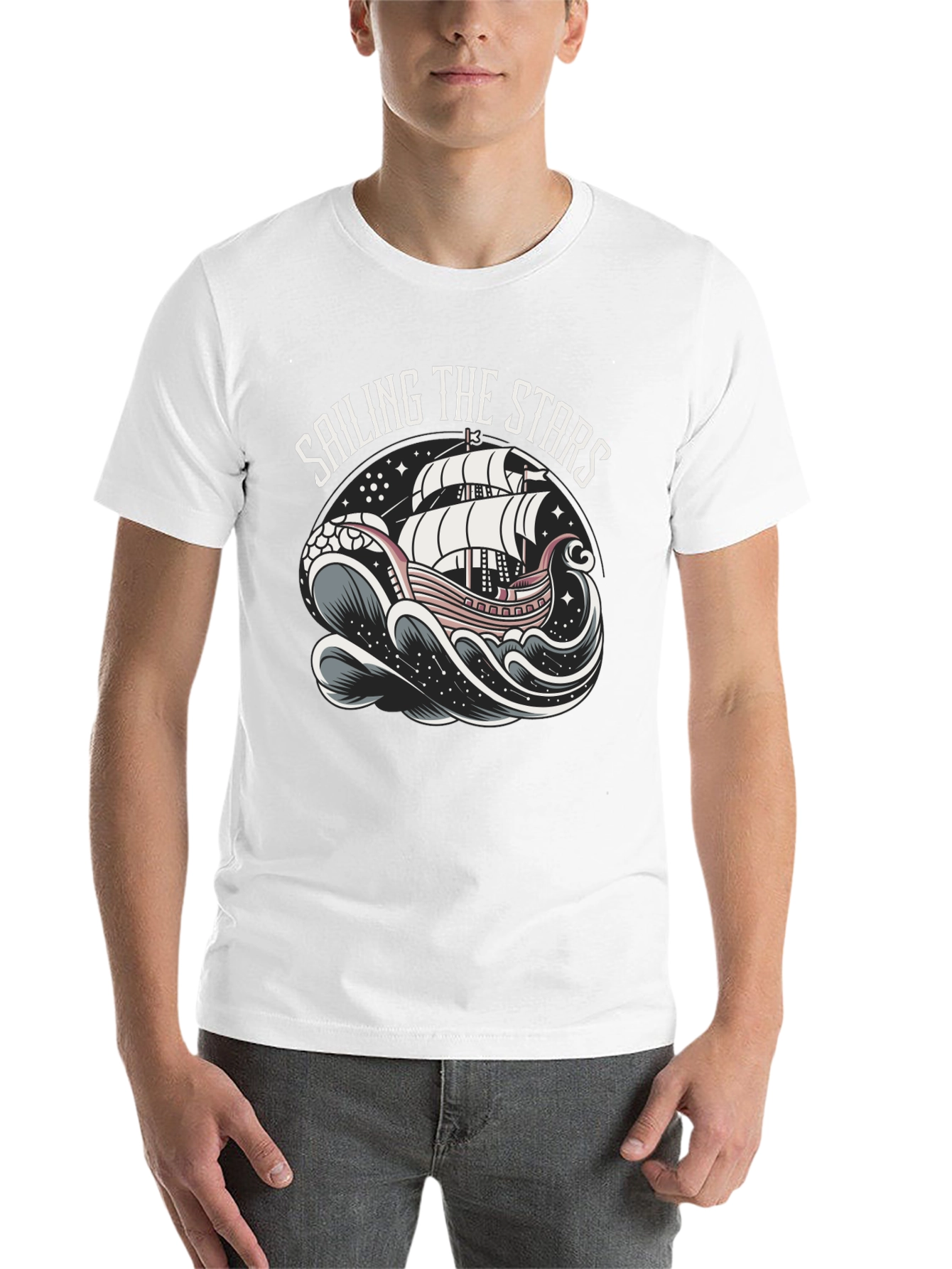 Black Sailing the Stars Graphic T-Shirt view 14
