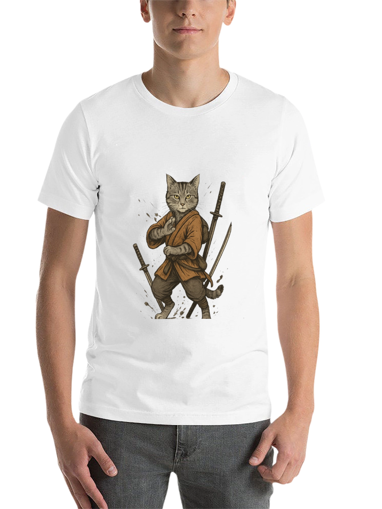 Black Ninja Cat Graphic T-Shirt view 14