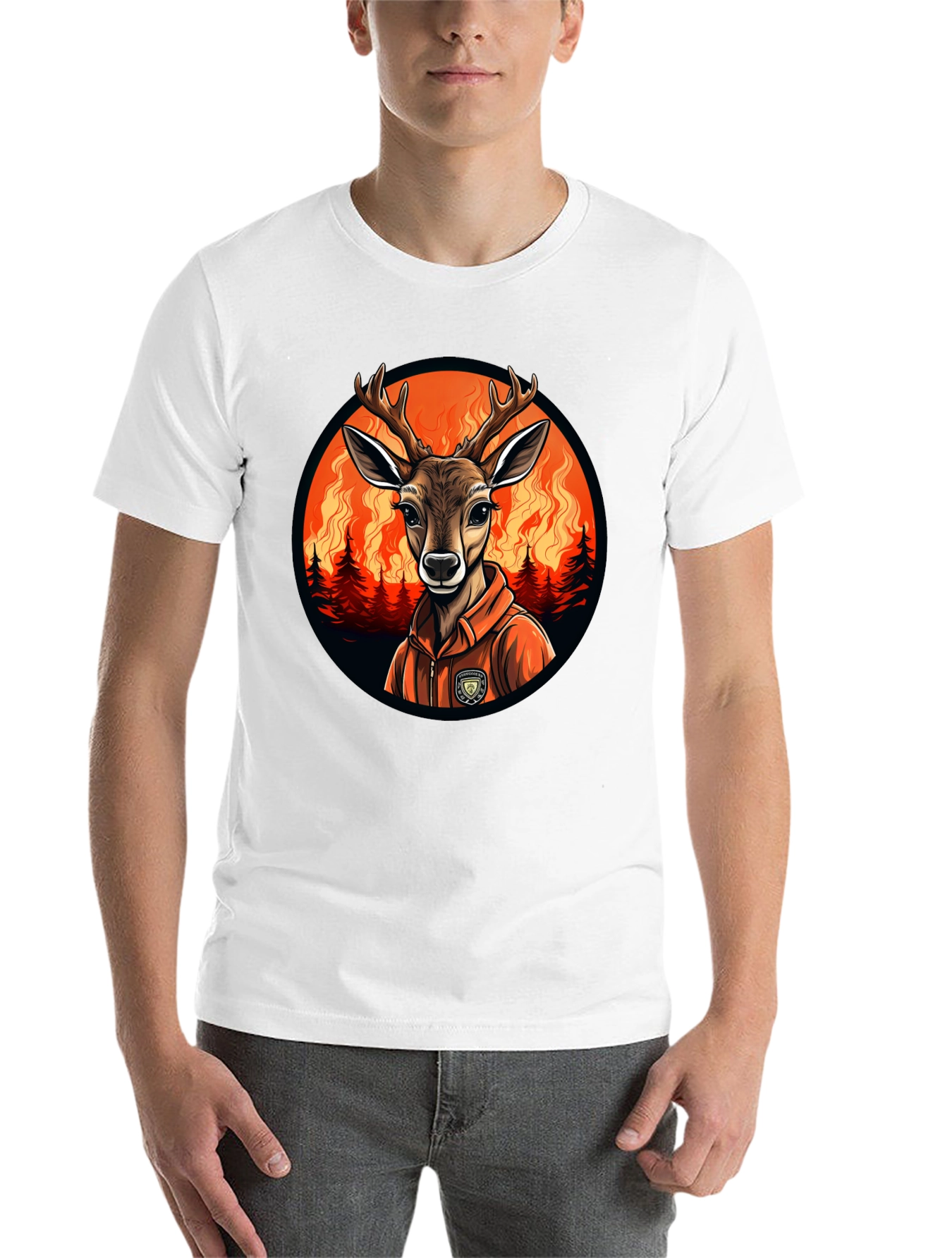 Black Deer Wildfire T-Shirt - Unique Graphic Tee view 14
