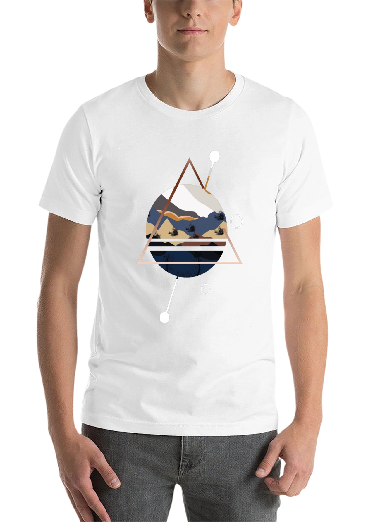 Black Geometric Mountainscape Black T-Shirt view 14