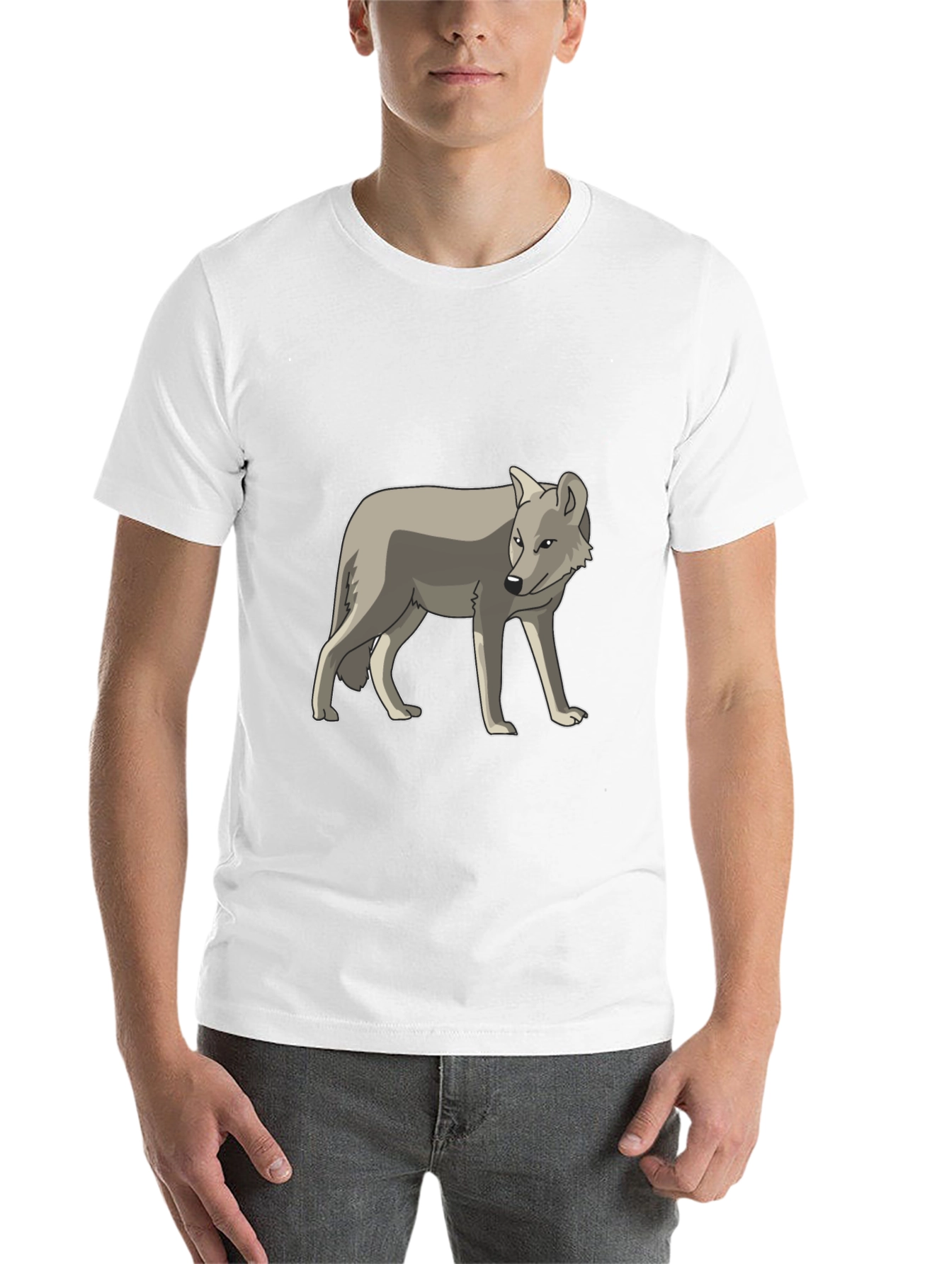 Black Cool Gray Wolf Graphic Black T-Shirt view 14