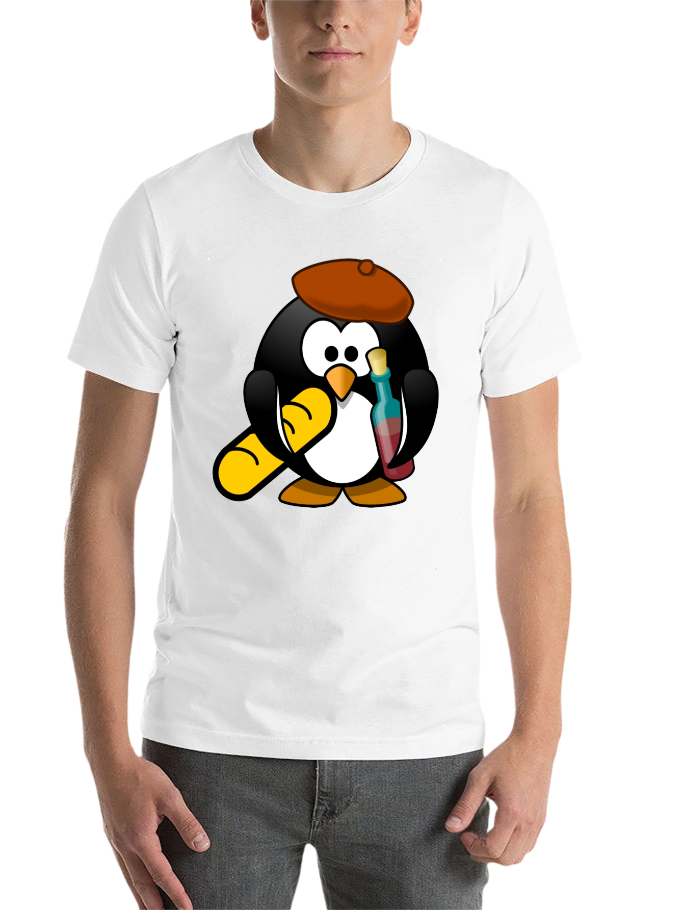 Black Wine Lover Penguin Black T-Shirt view 14