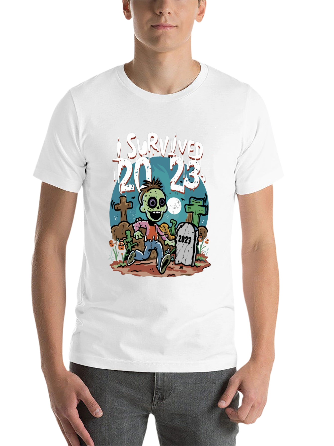 Black I Survived 2023 Zombie T-Shirt view 14