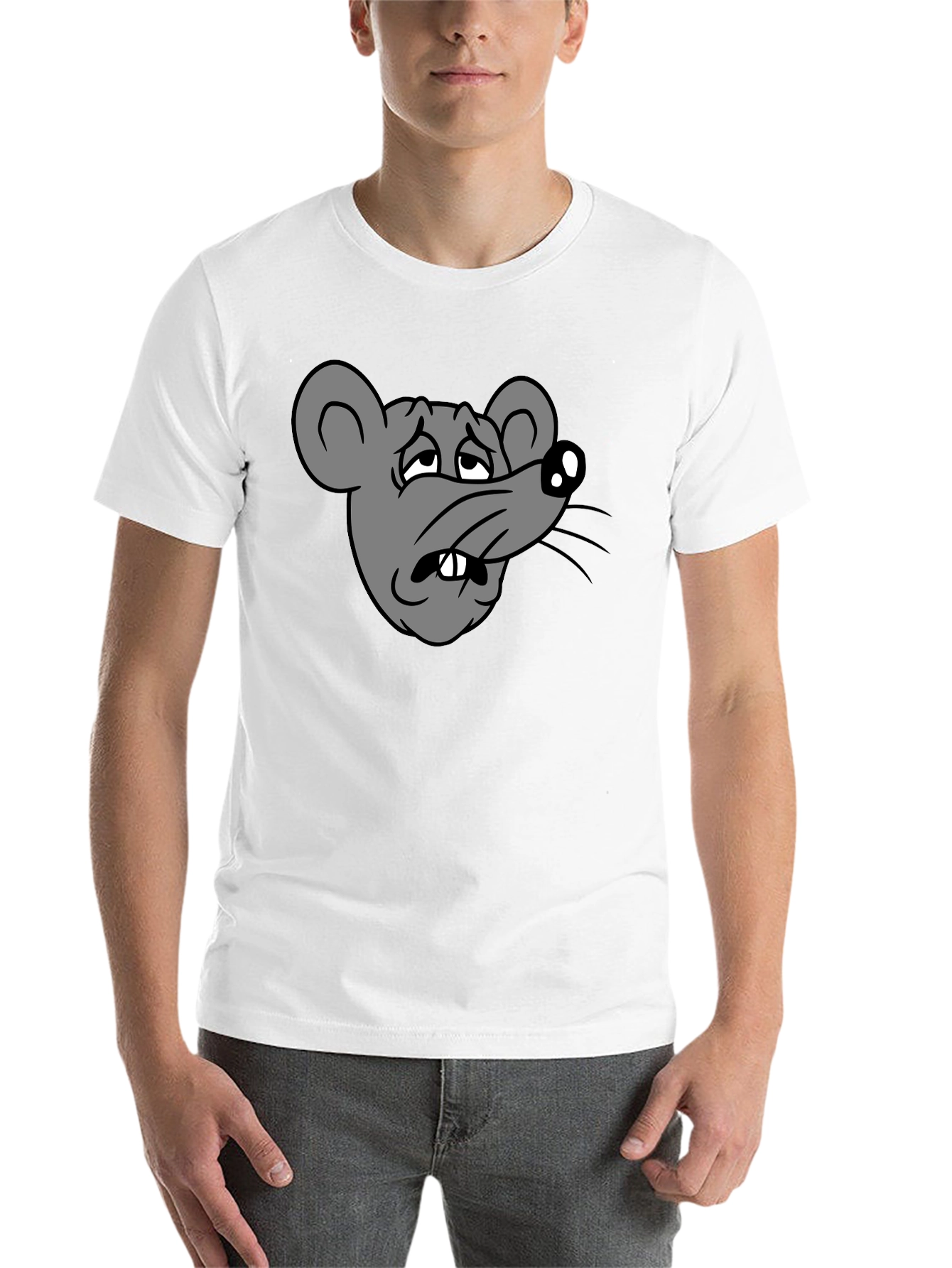 Black Funny Sad Rat Cartoon Graphic Black T-Shirt view 14