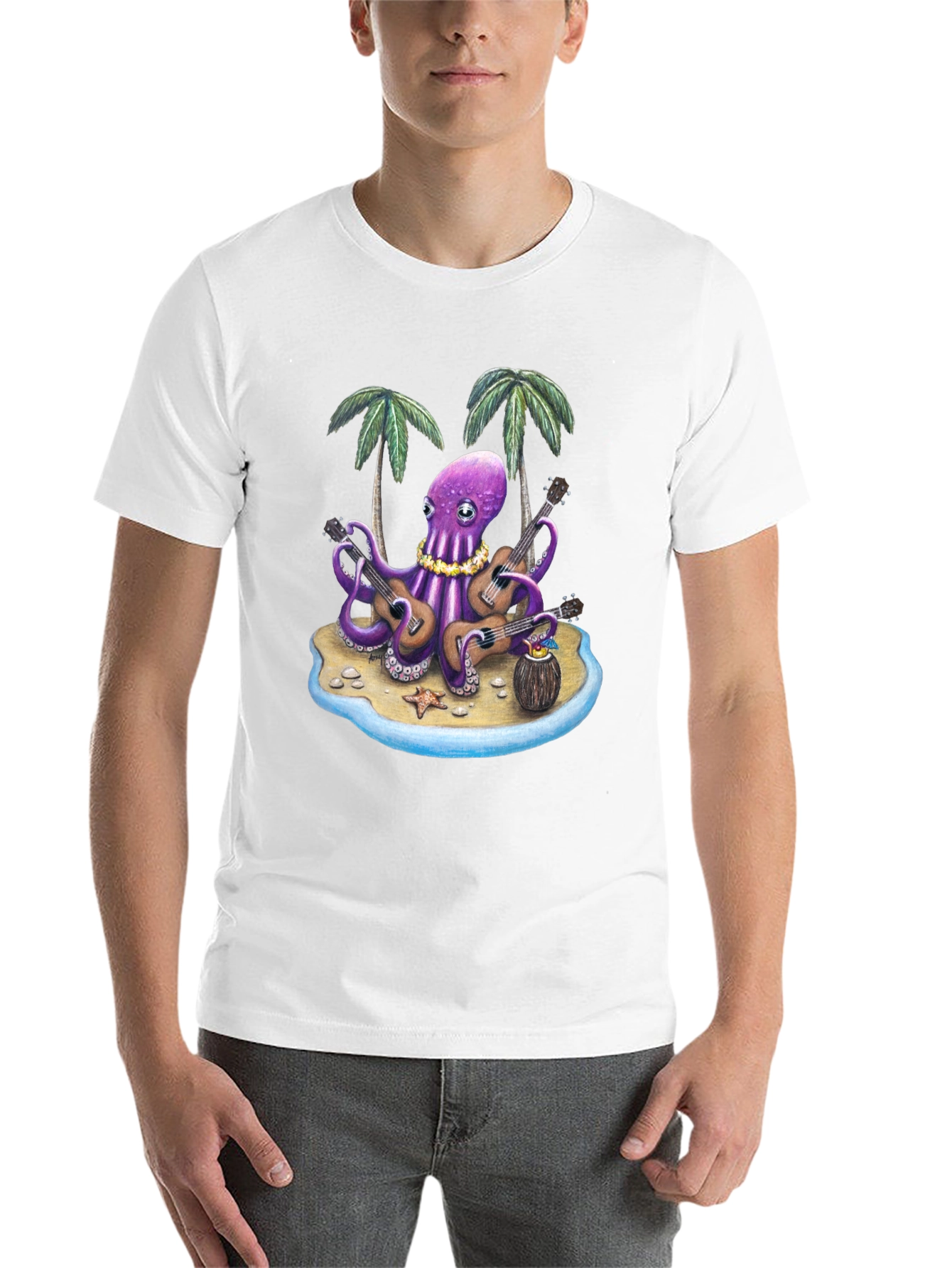 Black Musical Octopus Hawaiian T-Shirt view 14