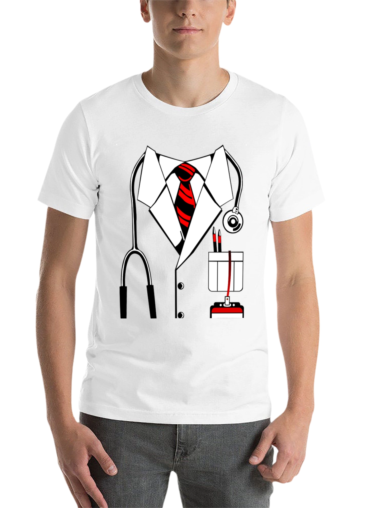 Black Doctor Costume T-Shirt - Funny Medical Dress Up view 14
