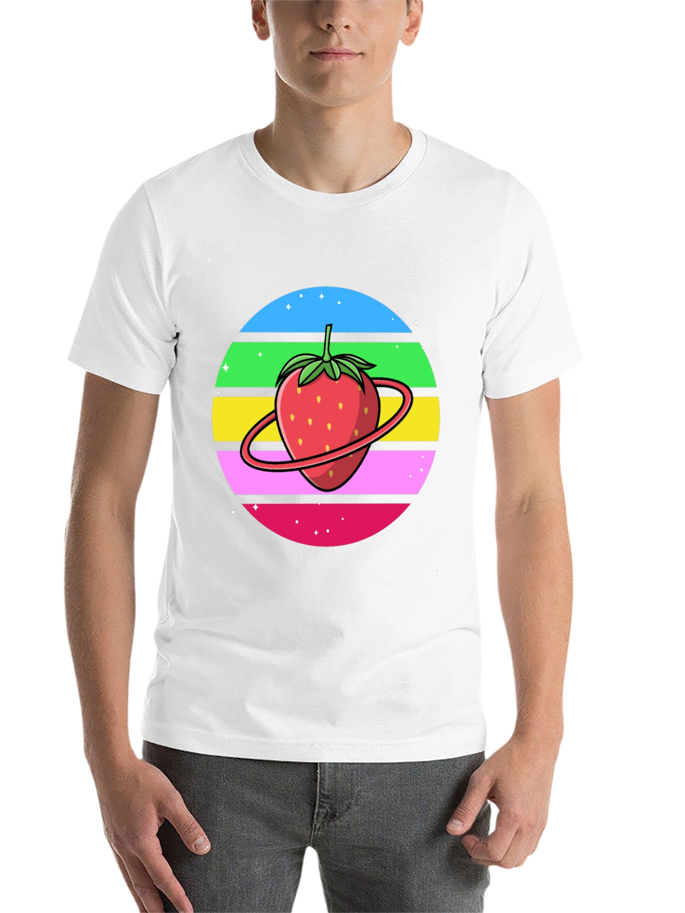 Black Strawberry Planet Graphic Tee - Black Cotton Blend view 14
