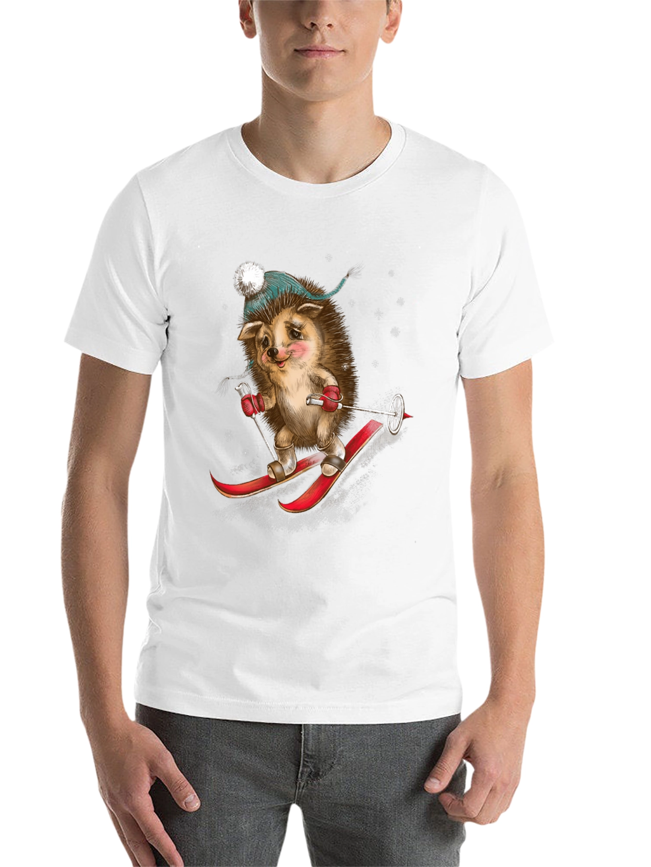 Black Skiing Hedgehog Graphic Tee view 14