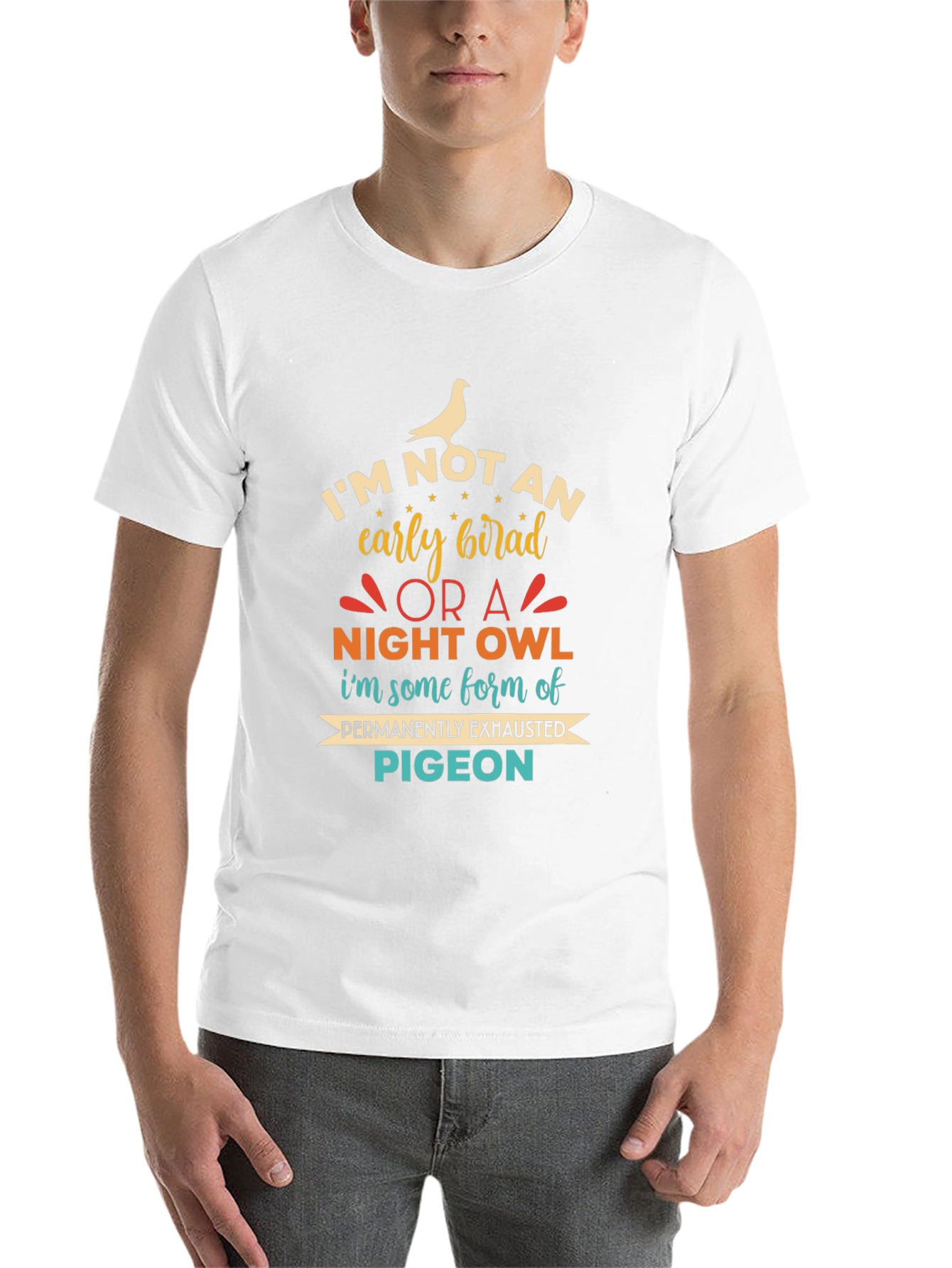 Black Funny Exhausted Pigeon Graphic T-Shirt view 14