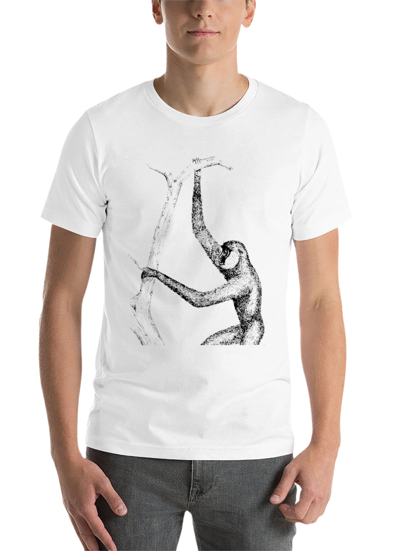 Black Gibbon Graphic Tee - Black Cotton T-Shirt view 14