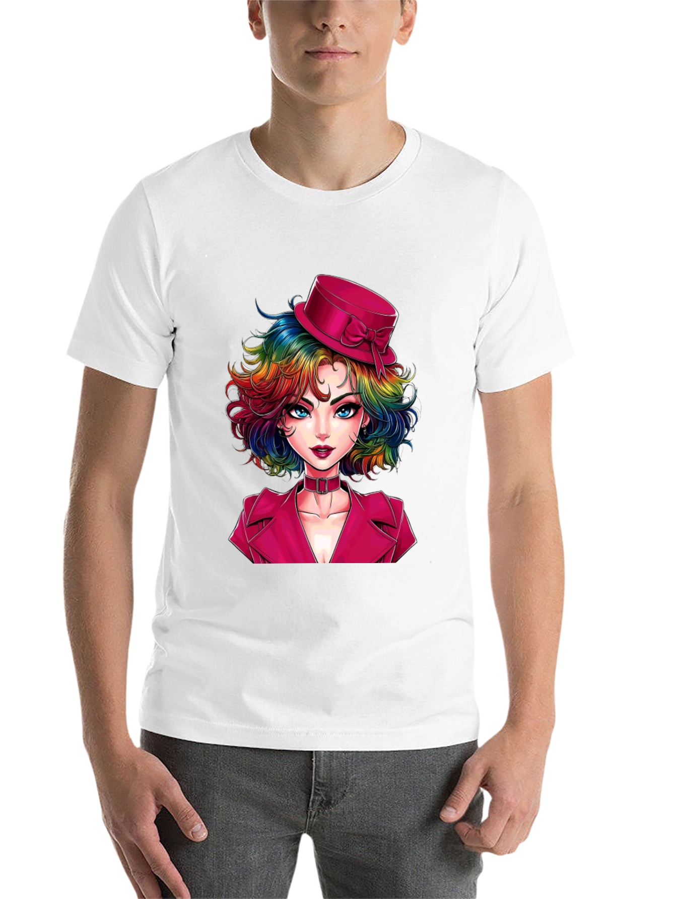 Black Rainbow Hair Girl T-Shirt view 14