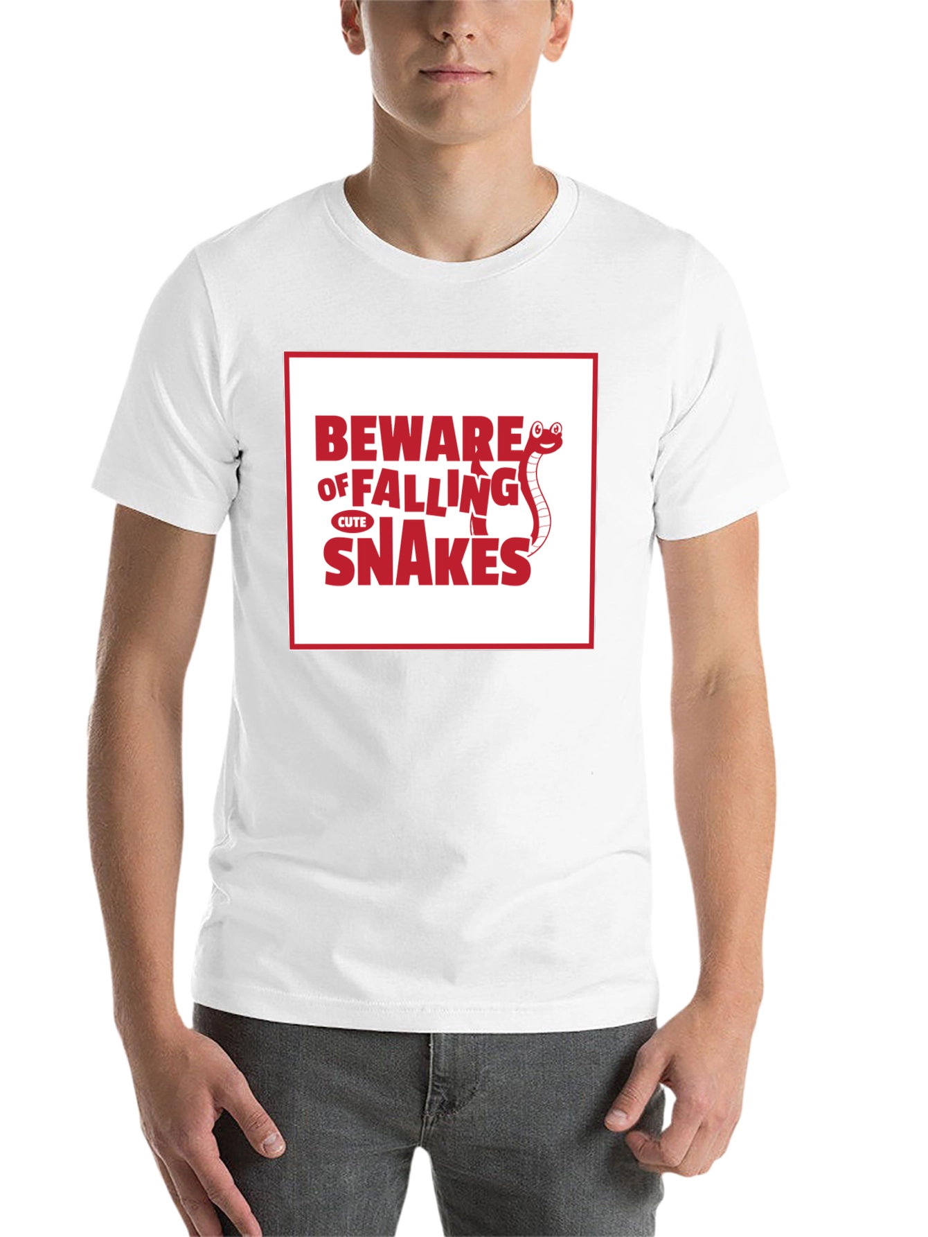 Black Beware of Falling Cute Snakes Graphic T-Shirt view 14