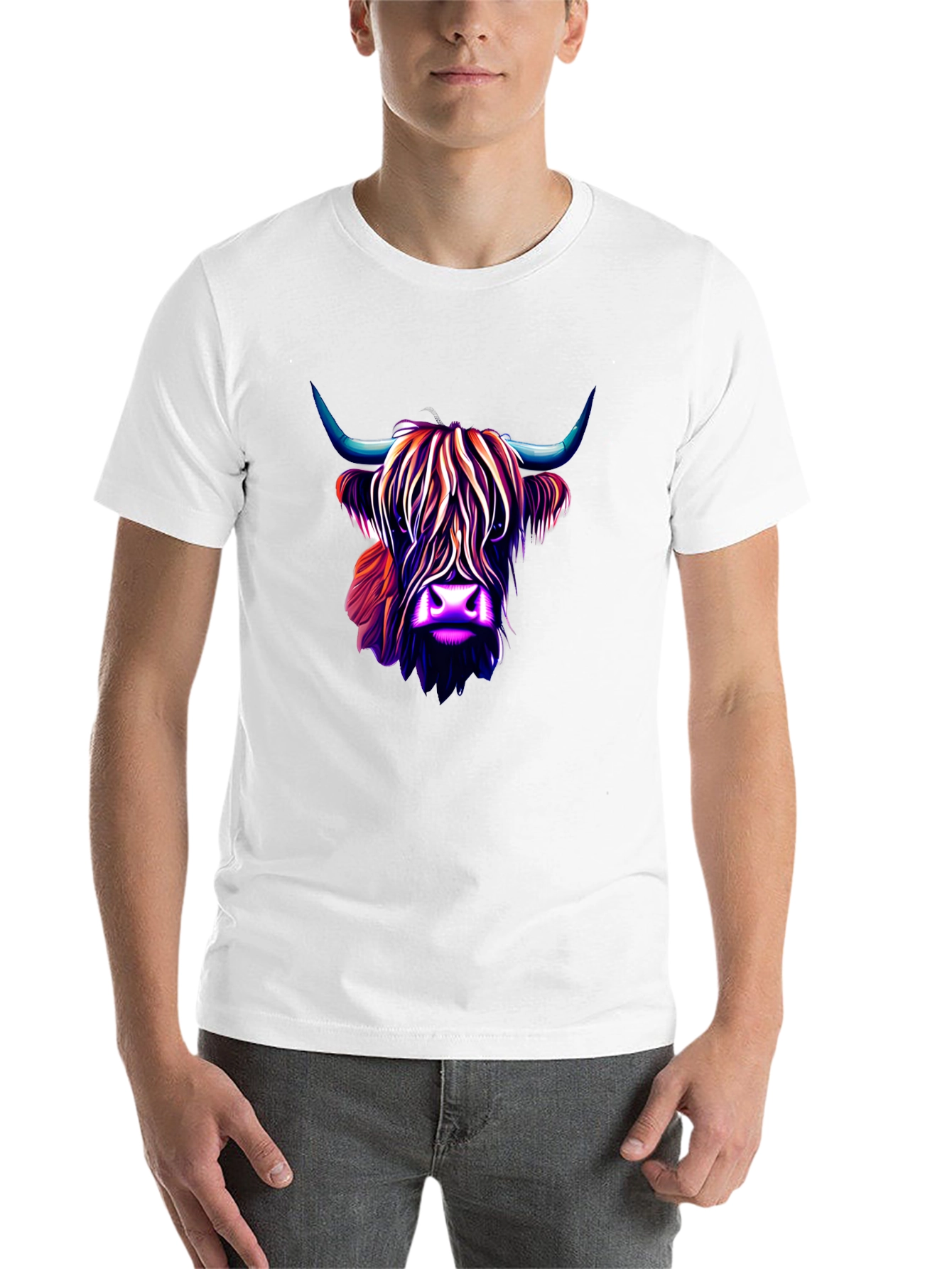 Black Highland Cow Graphic Tee - Stylish Men's Black T-Shirt view 14