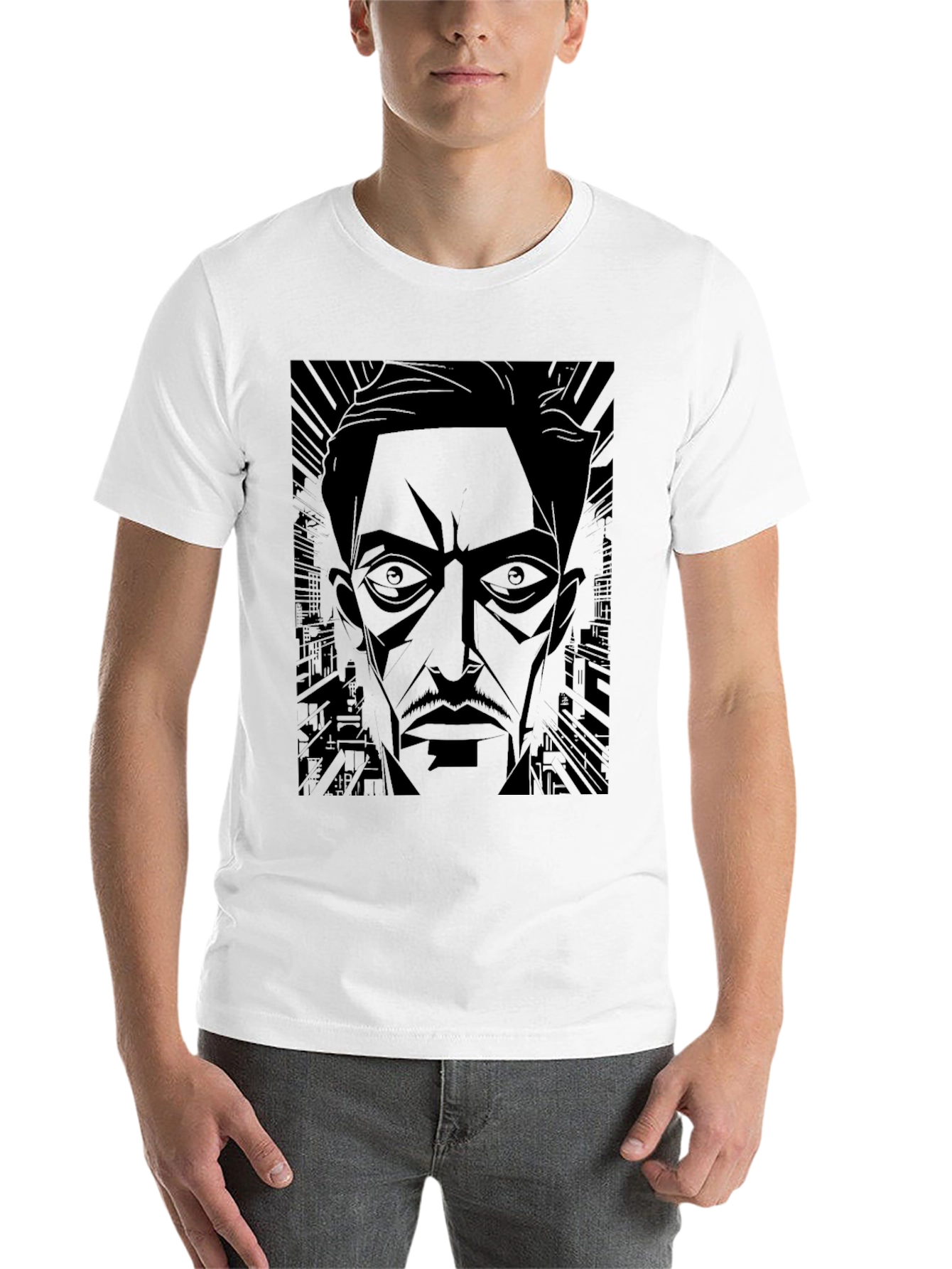 Black Noir Cityscape Graphic T-Shirt - Men's Black Tee view 14