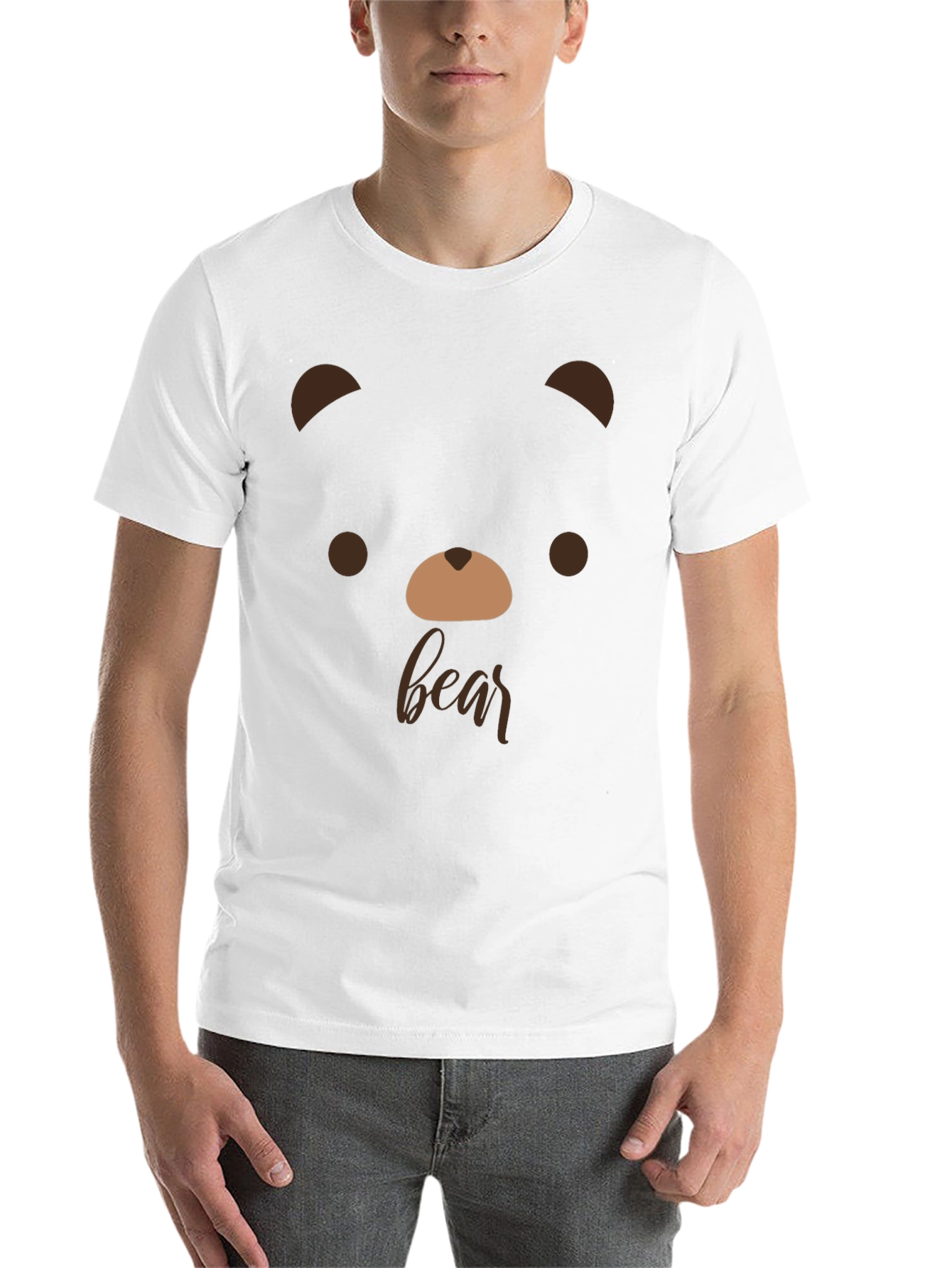 Black Cute Bear Face Graphic Tee - Soft Cotton T-Shirt view 14