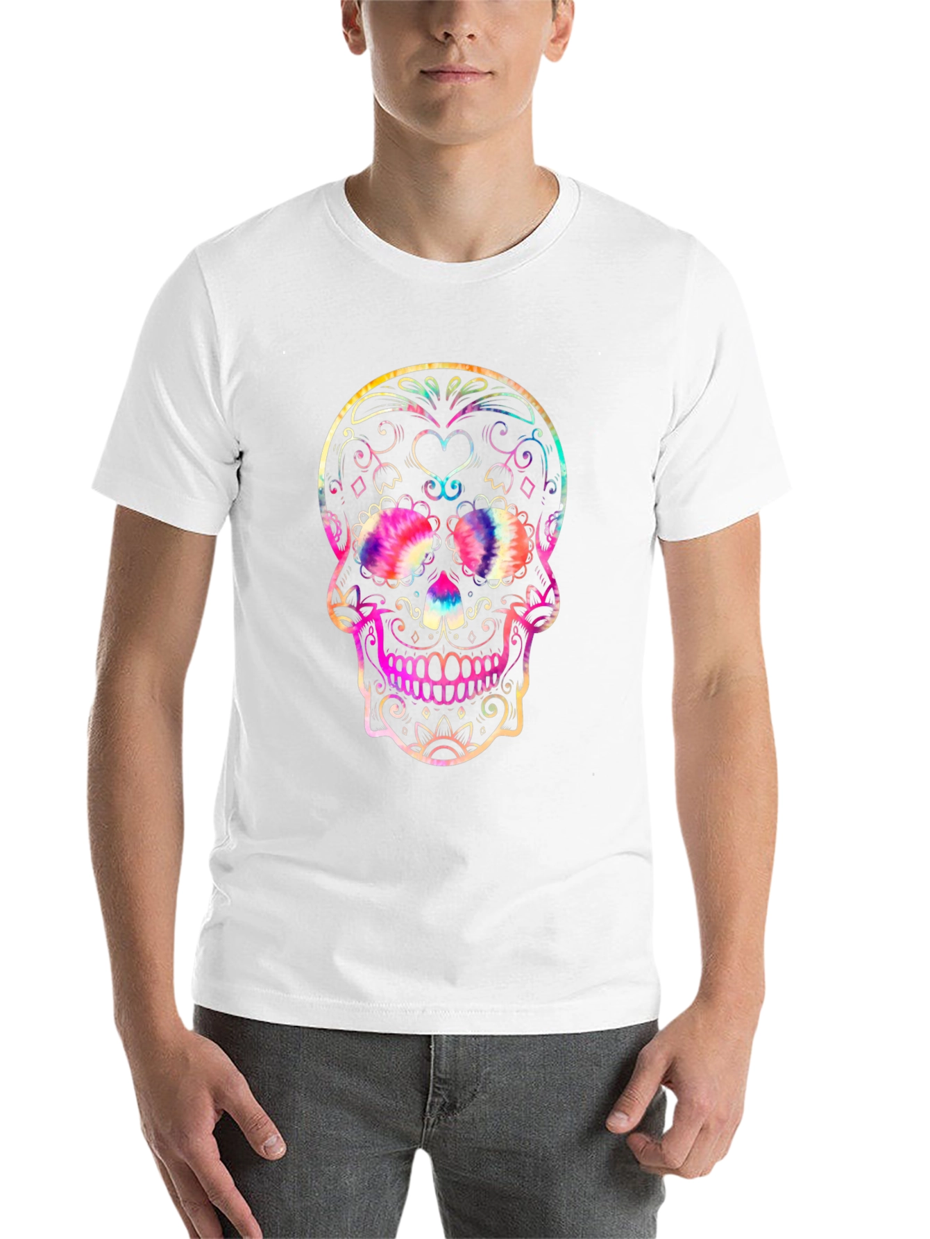 Black Sugar Skull Graphic Tee - Black Cotton Blend view 14