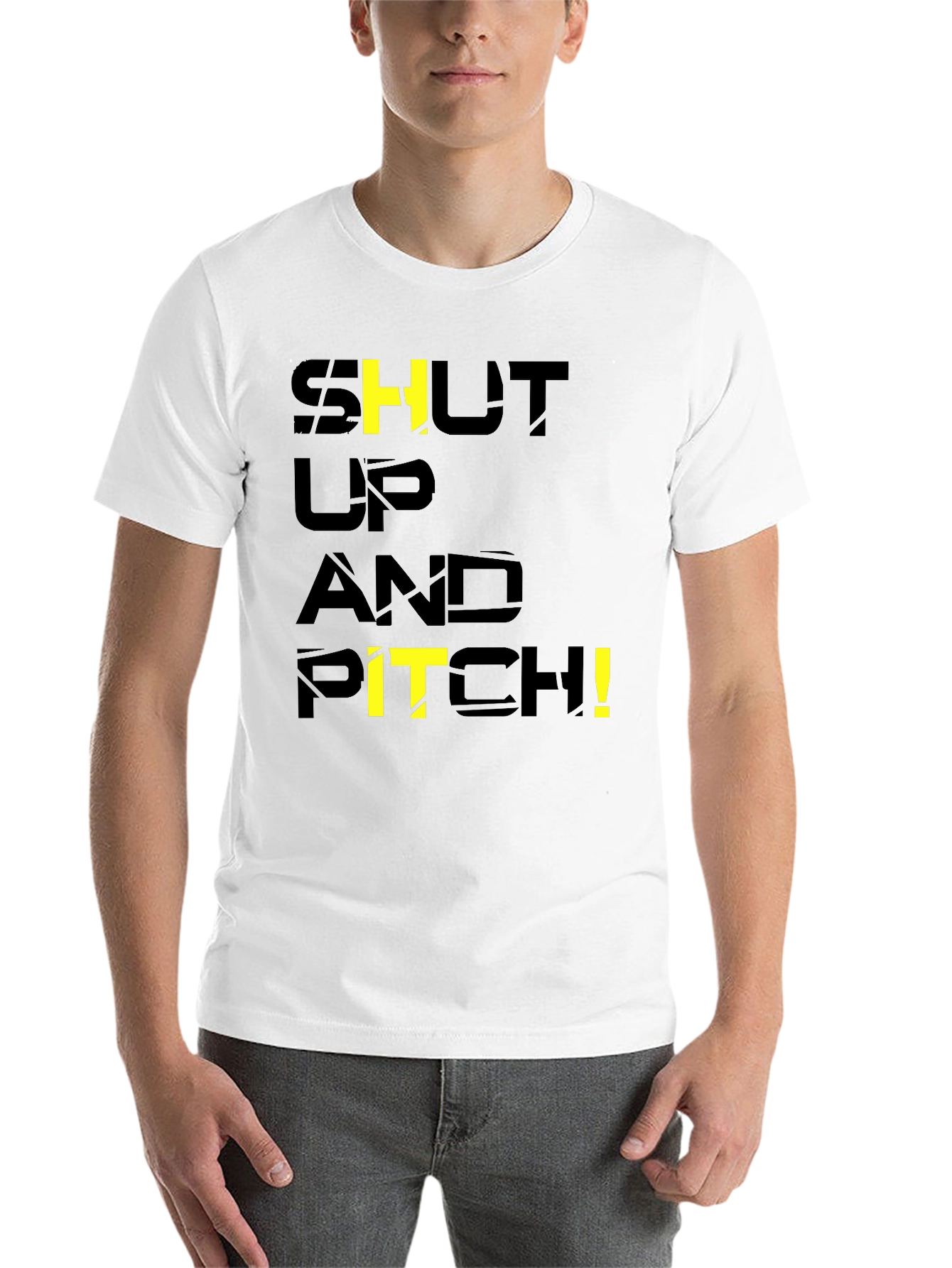 Black Shut Up and Pitch! Black Graphic T-Shirt view 14