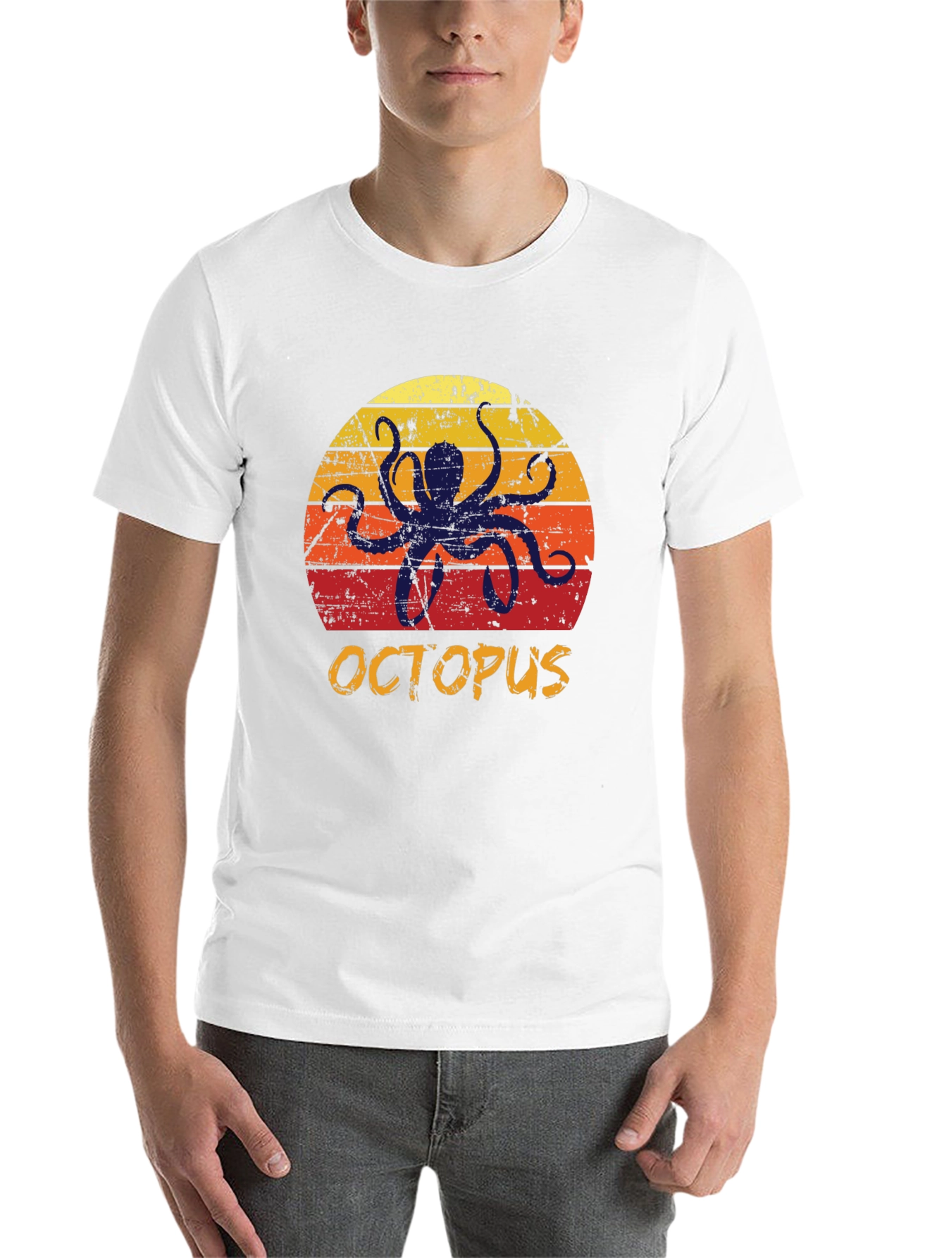 Black Retro Octopus Graphic T-Shirt view 14